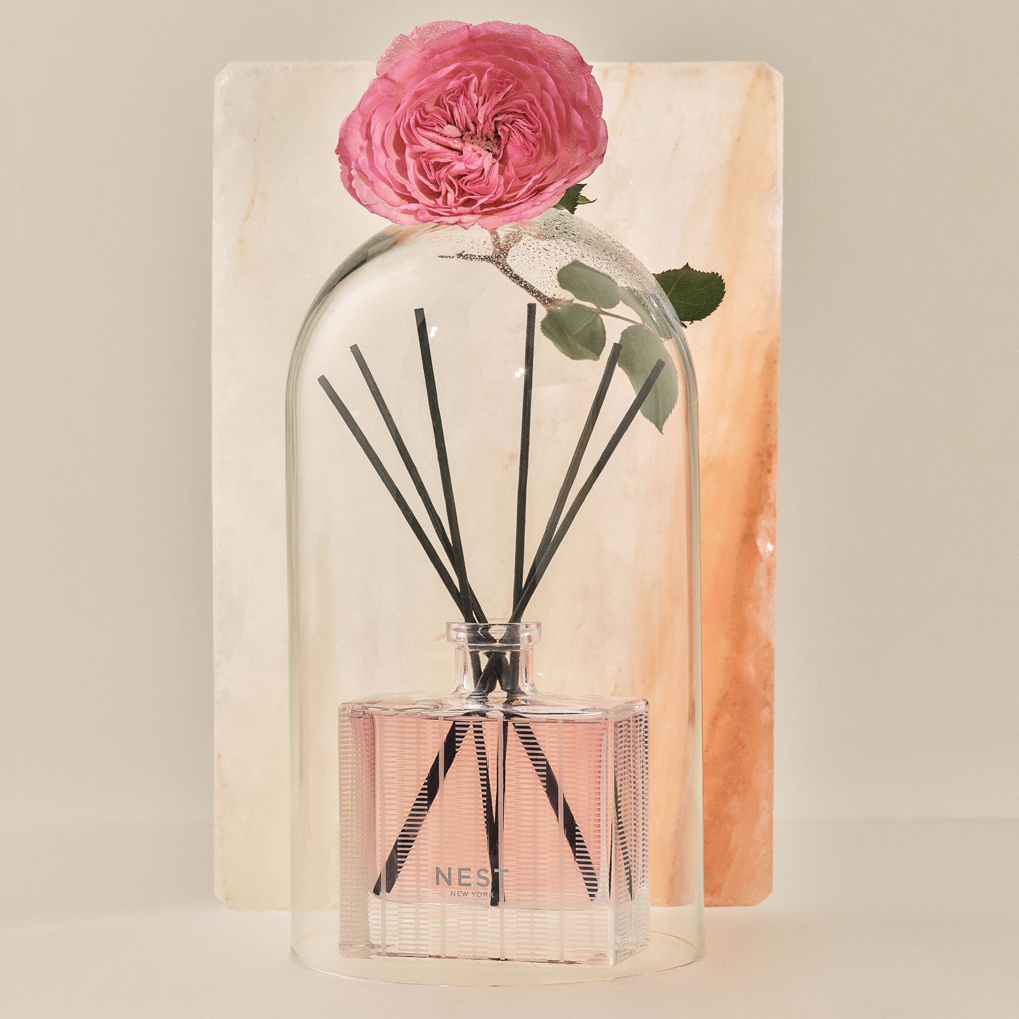Himalayan Salt & Rosewater Reed Diffuser - Natural Aromatherapy Essential Oil Diffuser for Home, Office, Spa | Relaxing Scent for Stress Relief & Better Sleep
