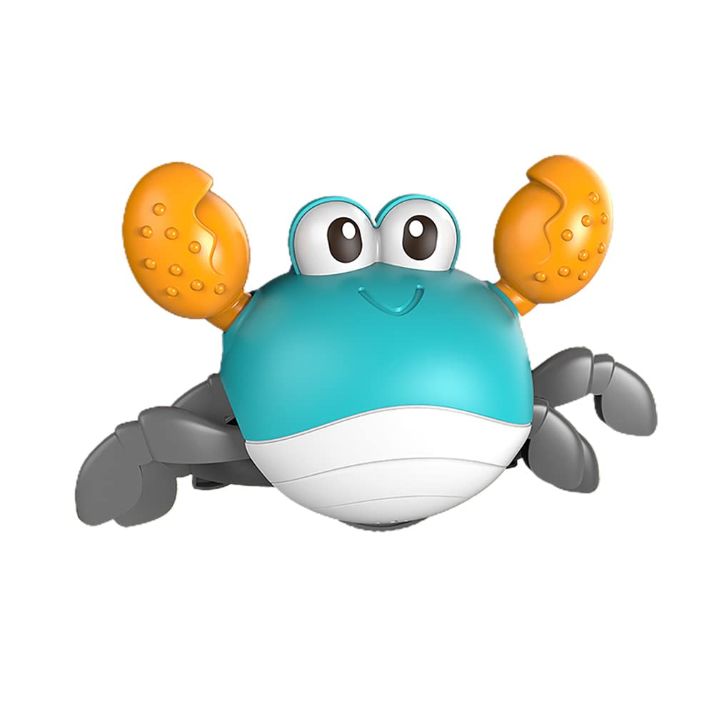 Dual Mode Wind-Up Swimming Crab Toy - Crawling & Pull & Go Baby Bath Toy for Pool, Bathtub Fun - Safe Leash Design (Blue) | Perfect for Toddlers' Water Play & Sensory Development