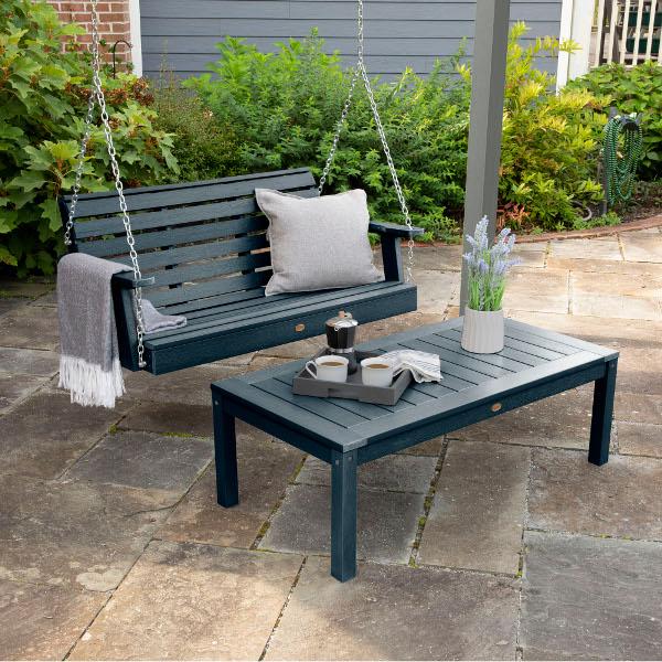 Weatherly 4ft Swing and Coffee Table - Outdoor Patio Furniture for Relaxing & Entertaining - Perfect for Backyard, Garden, and Poolside Lounging