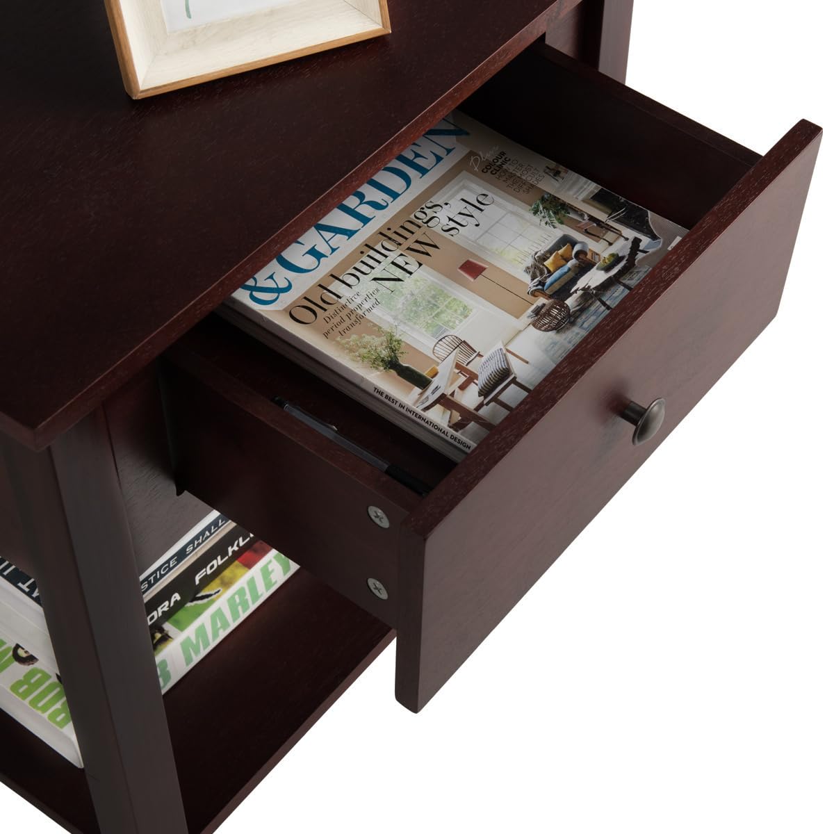 Tangkula End Table with Drawer - Modern Nightstand with Storage Shelf | Bedside Table for Bedroom, Living Room & Office | Perfect as Sofa Side Table, Accent Table with Open Shelf for Books & Decor