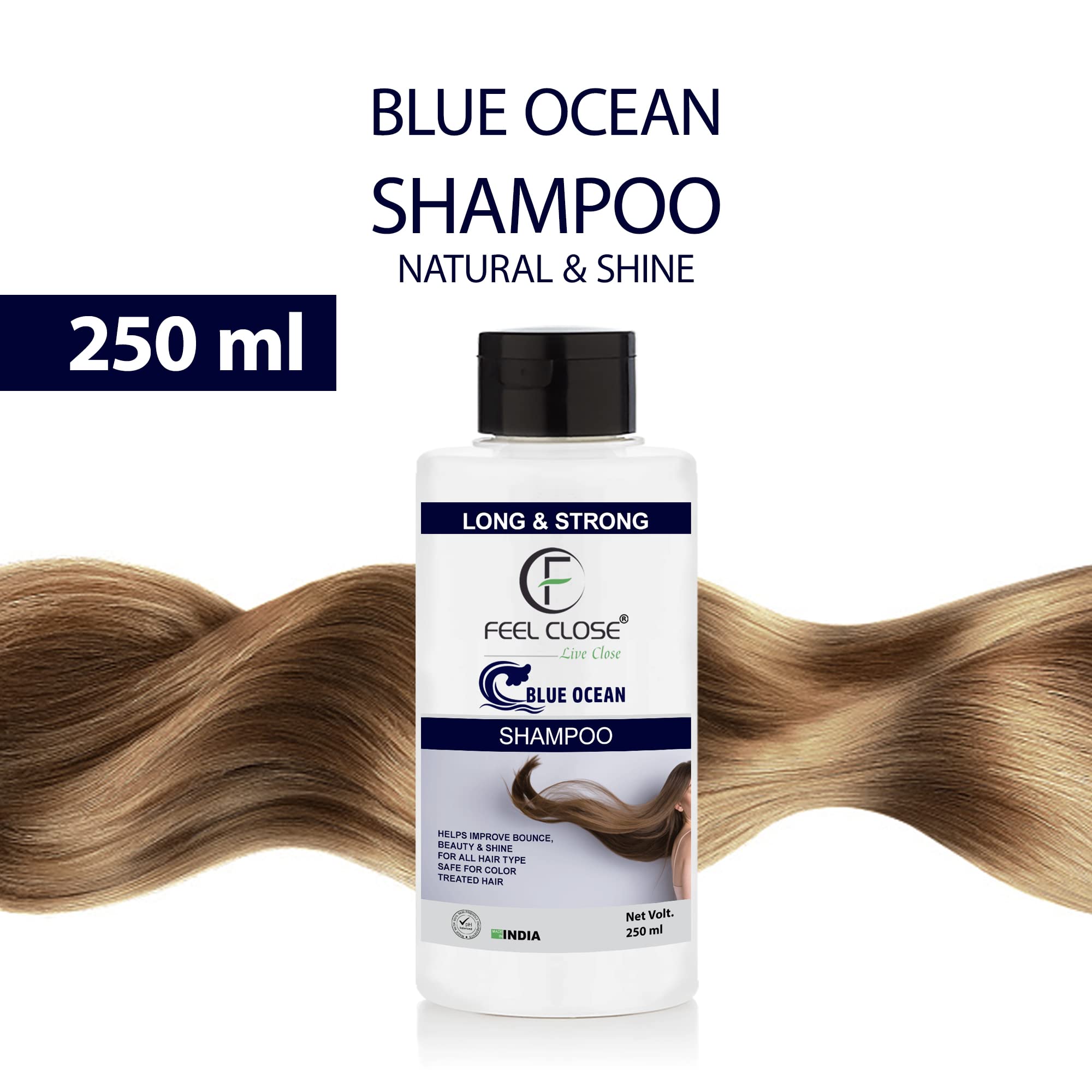 FEEL SILK Shampoo 250ml - Natural Hair Growth Shampoo with Ocean Minerals, Neem & Bhringraj Extracts | Paraben-Free Formula for Longer, Stronger, Shinier Hair | Daily Hair Care for Women & Men | Perfect for Dry, Damaged Hair Repair