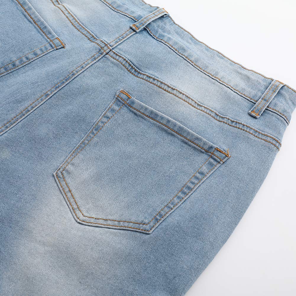THUNDER STAR Women's Ripped Denim Bermuda Shorts - Distressed Knee-Length Stretch Jeans Shorts | Casual Summer Outfit, Beach Wear & Street Style Fashion