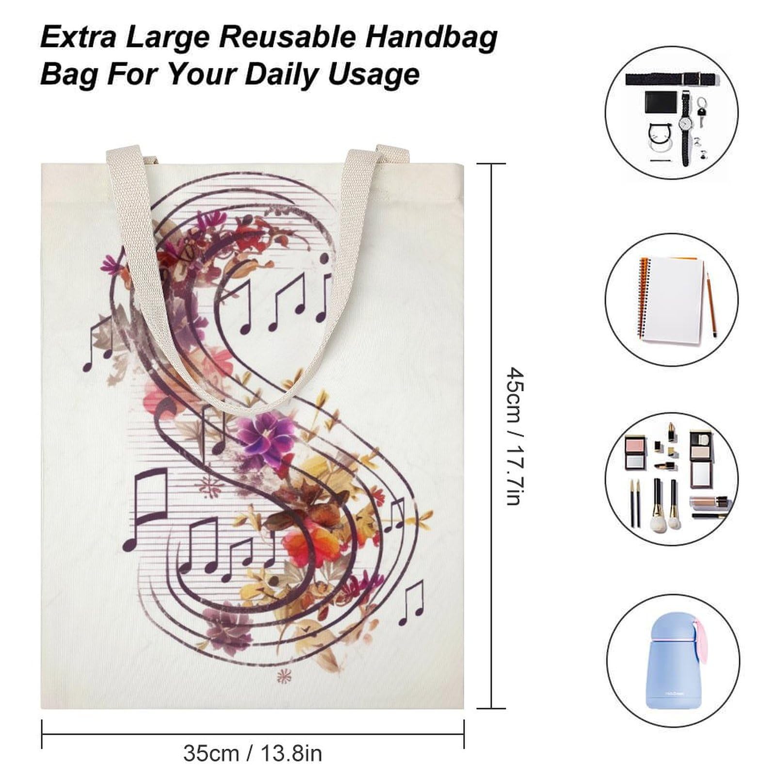 NQLYUT Canvas Tote Bag for Women - Stylish Laptop Handbag & Grocery Shopping Bag with Raccoon Design, Durable Crossbody Shoulder Bag for Work, Travel & Daily Use