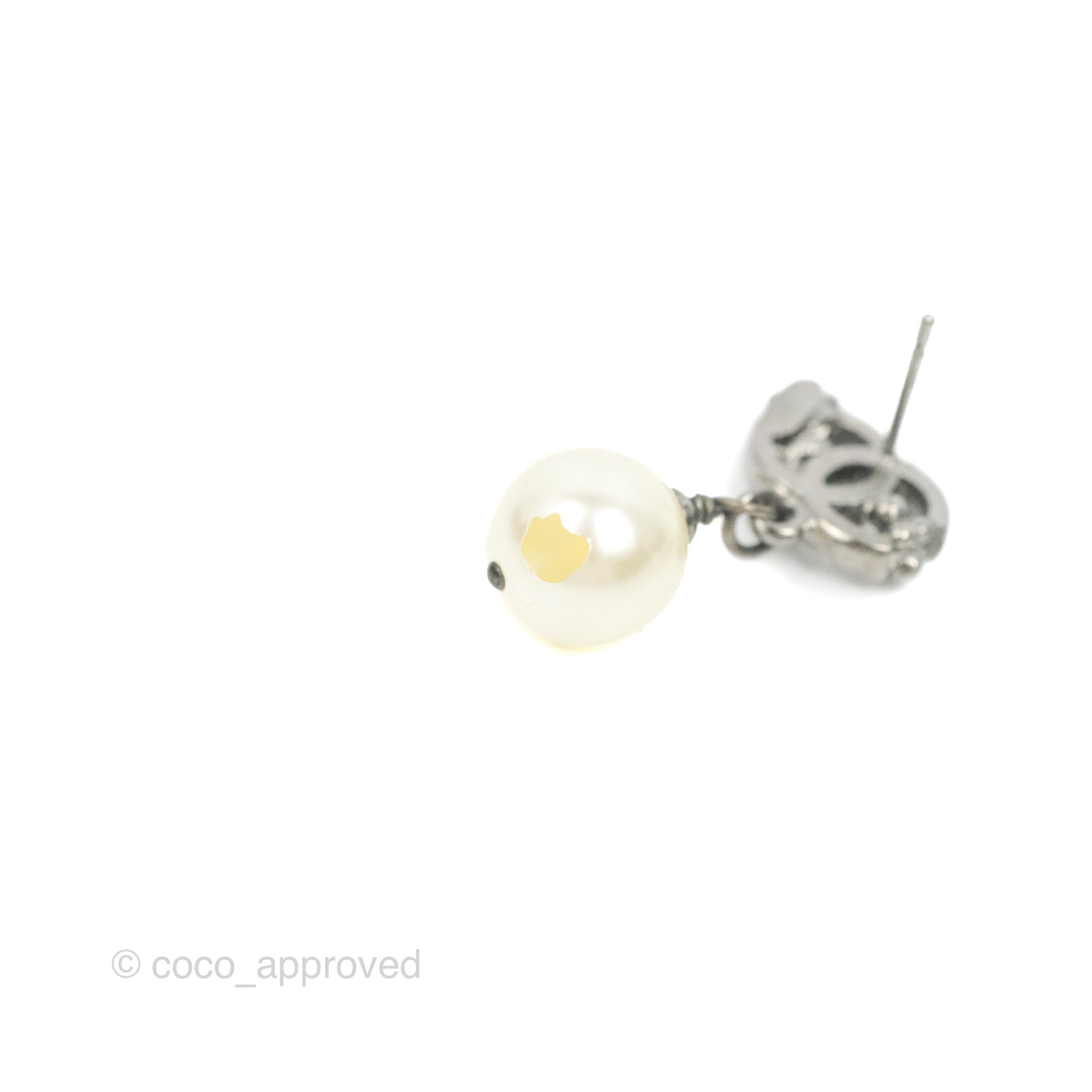 Chanel CC Pearl Drop Earrings in Gun Metal - Luxury Fashion Jewelry for Women | Perfect for Parties, Weddings & Special Occasions