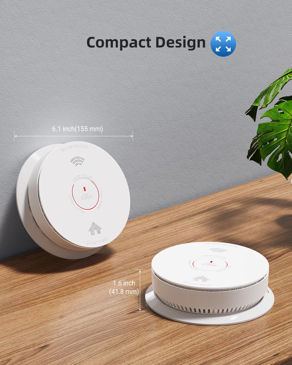 SITERWELL Hardwired Smoke and Carbon Monoxide Detector Combo - 2-in-1 Fire & CO Alarm with Voice Alert, Self-Check Feature & Battery Backup (Includes 2 AA Batteries) - Ideal for Home Safety, Bedroom, Kitchen, Basement Protection (1 Pack)