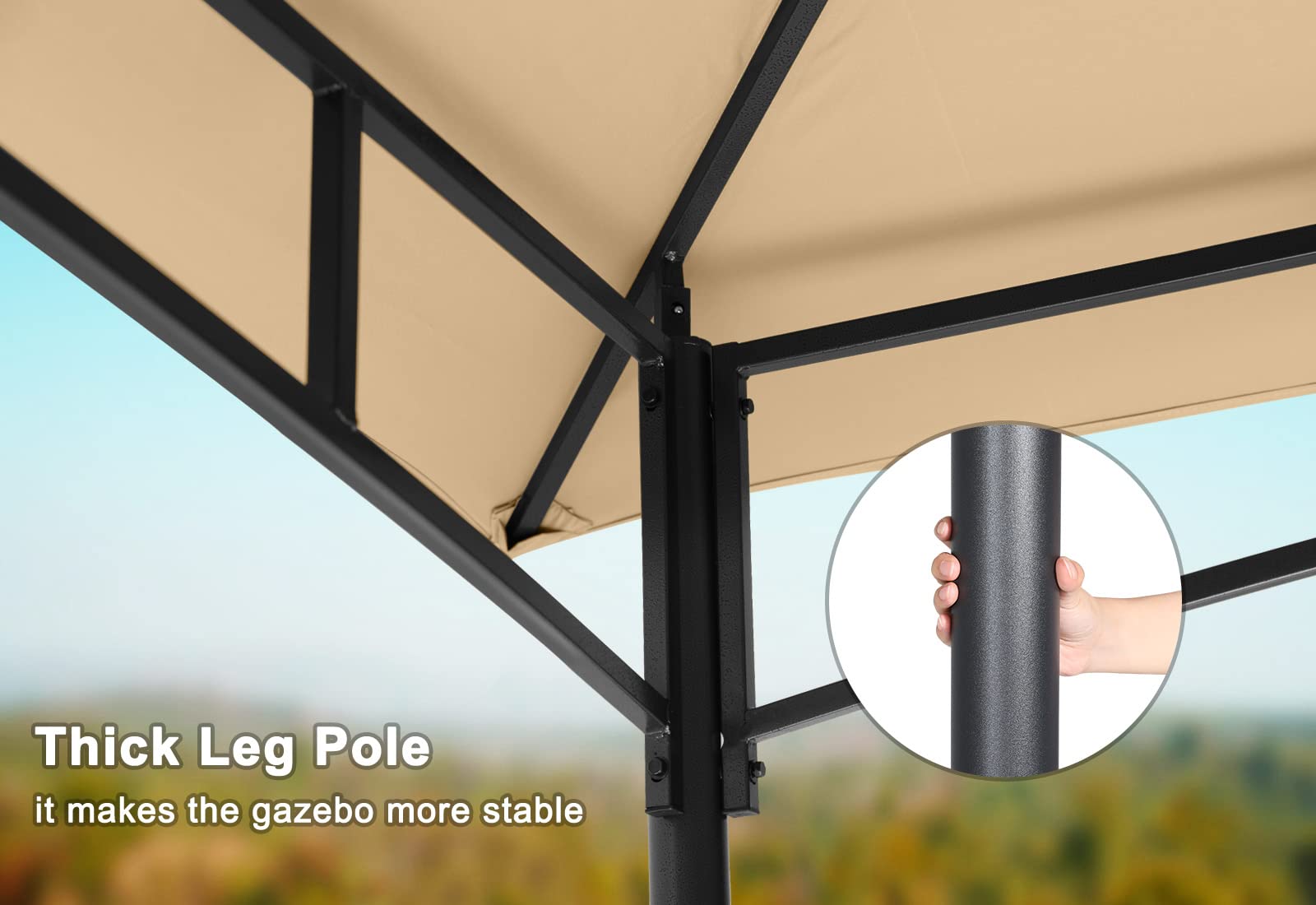 MASTERCANOPY 8x8 Beige Outdoor Garden Gazebo with Sturdy Steel Frame & Mesh Netting Walls - Perfect for Patios, Backyards, BBQs, and Outdoor Relaxation
