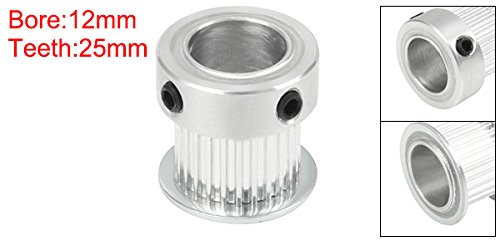 uxcell Aluminum MXL 25 Teeth 12mm Bore Timing Belt Idler Pulley Flange Synchronous Wheel for 10mm Belt - Compatible with 3D Printers, CNC Machines, Robotics and Industrial Automation Equipment