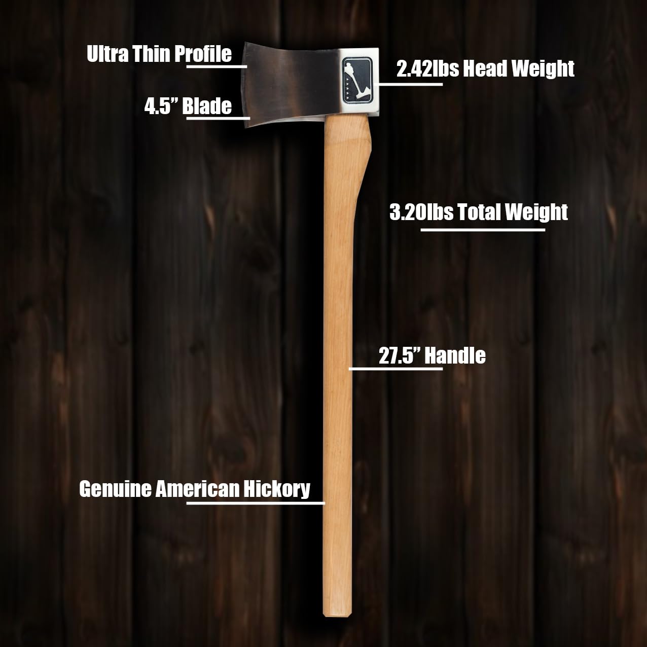 WATL Premium Competition Throwing Axe - Multi-Purpose Camping & Wood Splitting Axe with Nylon Sheath & Hickory Handle | Outdoor Survival, Backpacking, Target Practice