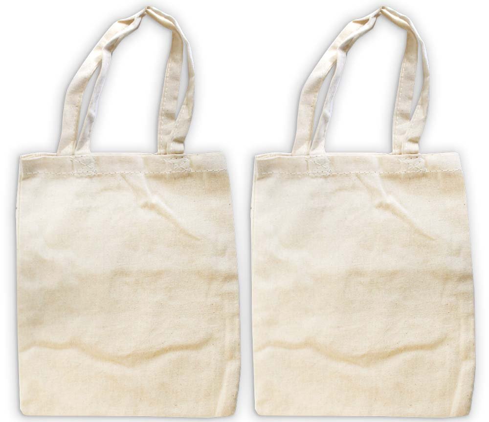 ToolUSA 9 Inch Long Natural Cotton Tote Bag - Pack of 2 (AB-70010-Z05) | Perfect for Shopping, Beach Trips & Everyday Use