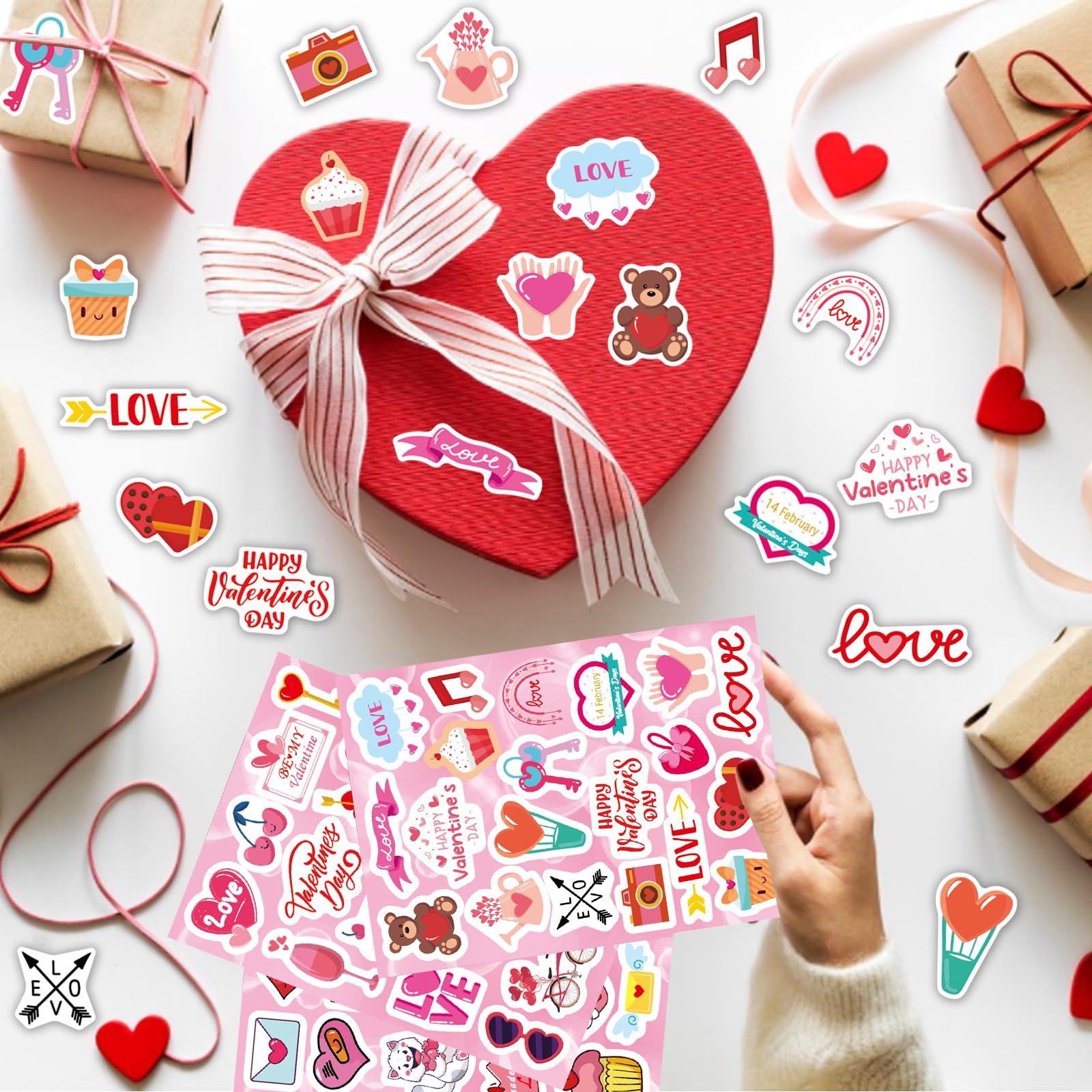 465PCS Valentine Stickers for Kids - Cute Kawaii Heart Stickers Bulk Pack, Valentine's Day Party Favors, Classroom Rewards, DIY Scrapbooking & Card Making Supplies - Perfect for Gifts, Decorations and Love-Themed Crafts