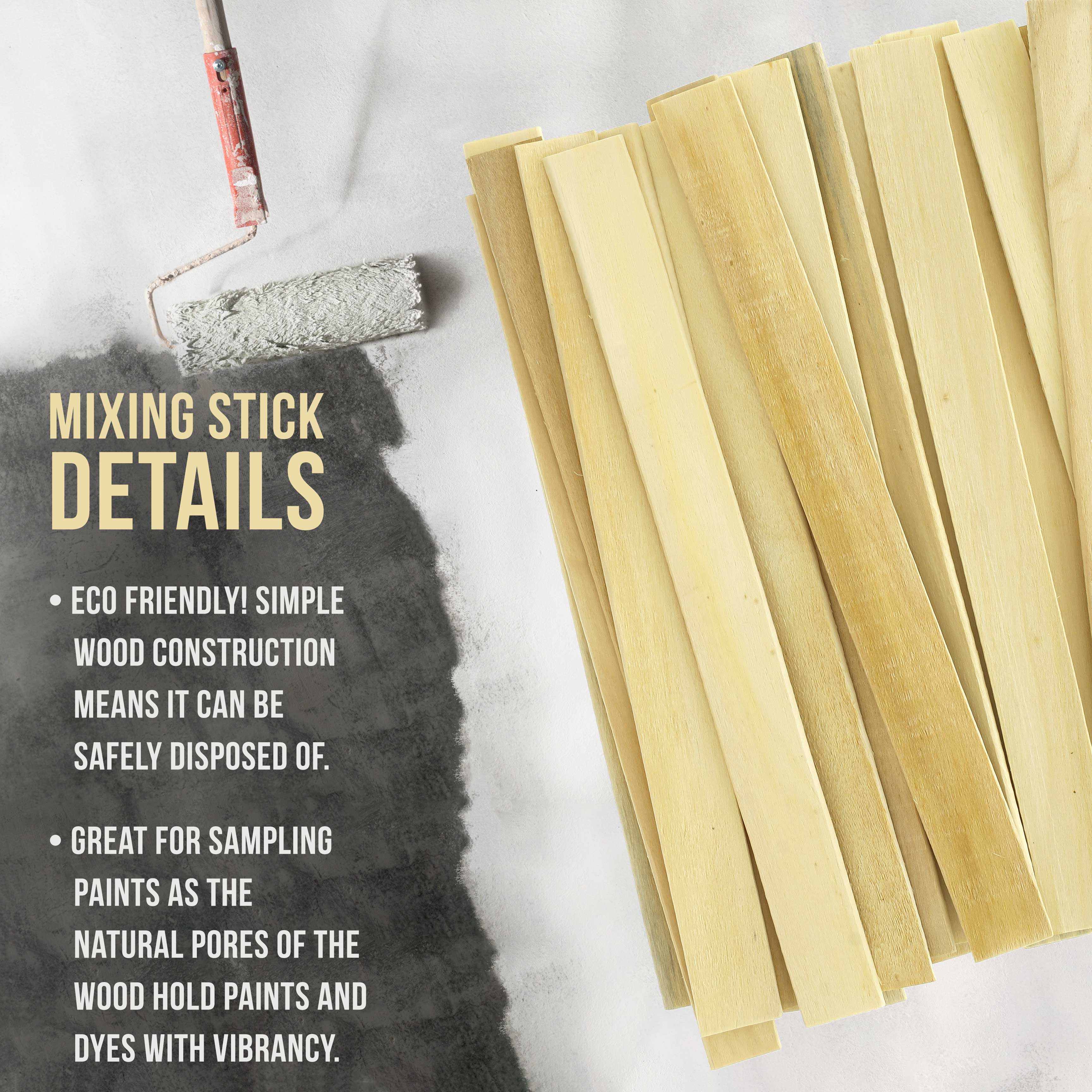 12 Inch Paint Mixing Paddles - 25 Pack Birch Wood Stir Sticks for Paint, Epoxy, Resin - Perfect for DIY Projects, Home Improvement & Professional Use