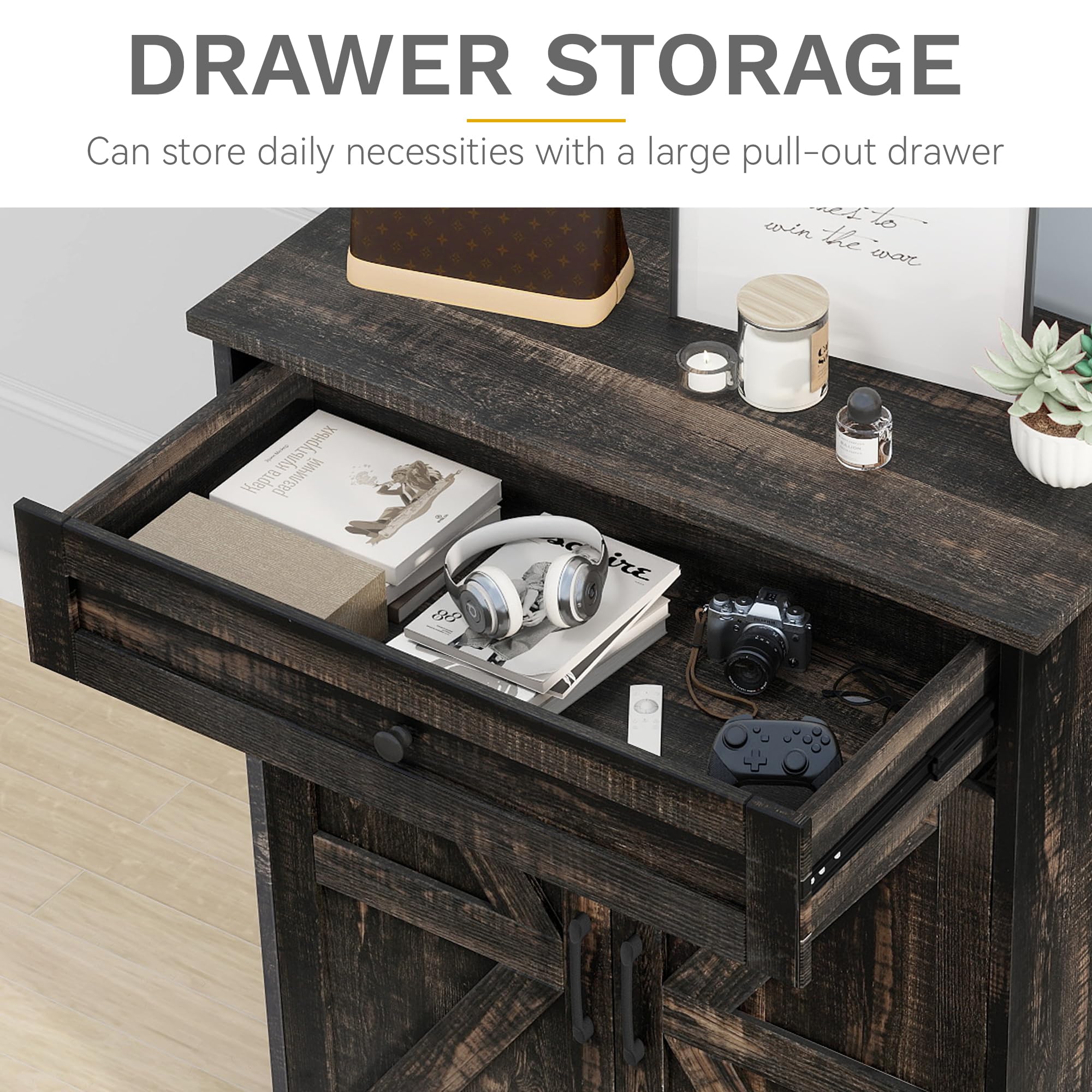 DWVO 6-Tier Shoe Storage Cabinet with Doors & Drawer - Adjustable Shelves Shoe Organizer for Entryway, Hallway & Living Room - Dark Rustic Oak Finish - Perfect for Small Spaces & Closet Organization