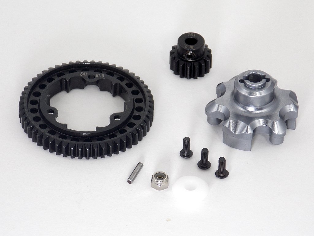 Upgraded Aluminum Gear Adapter & Steel Spur Gear 54T + 16T Motor Gear Set for Traxxas X Maxx 4X4 6S RC Truck - High Performance Replacement Parts (Gray Silver) - Perfect for Off-Road Bashing, Racing & Extreme RC Enthusiasts