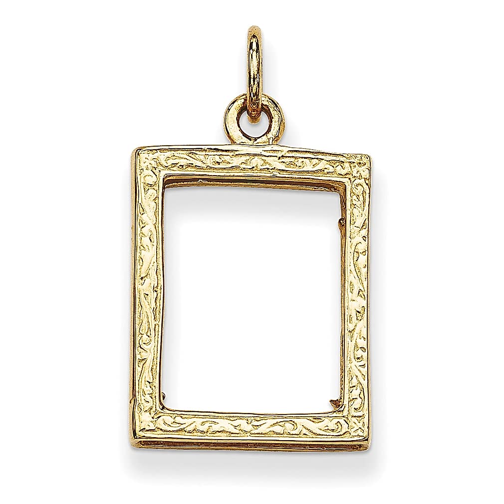 14K Yellow Gold Small Picture Frame Pendant Necklace - Personalized Photo Locket Charm for Women - Elegant Fine Jewelry Gift for Her - Perfect for Anniversaries, Birthdays & Mother's Day