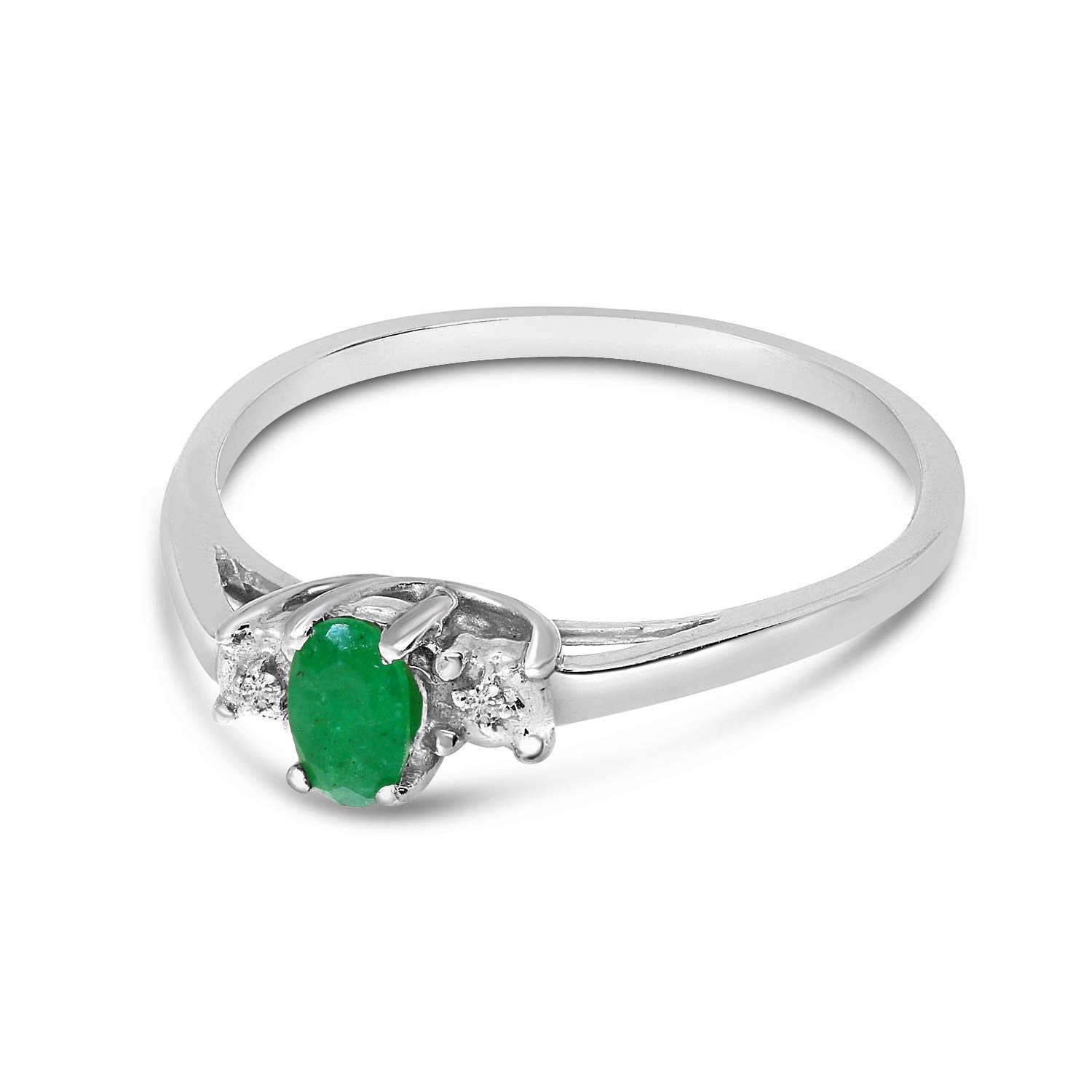 10K White Gold Genuine Birthstone Solitaire Oval Gemstone & Diamond Engagement Ring for Women - Perfect for Wedding, Anniversary & Proposal Gifts
