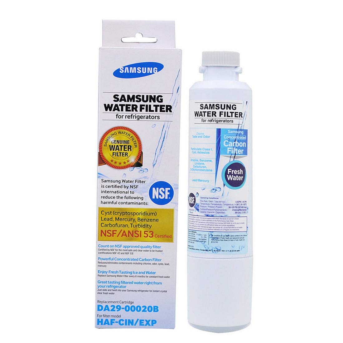 Samsung DA29-00020B HAF-CIN/EXP Refrigerator Water Filter Replacement - 2 Pack for Clean Drinking Water at Home & Office