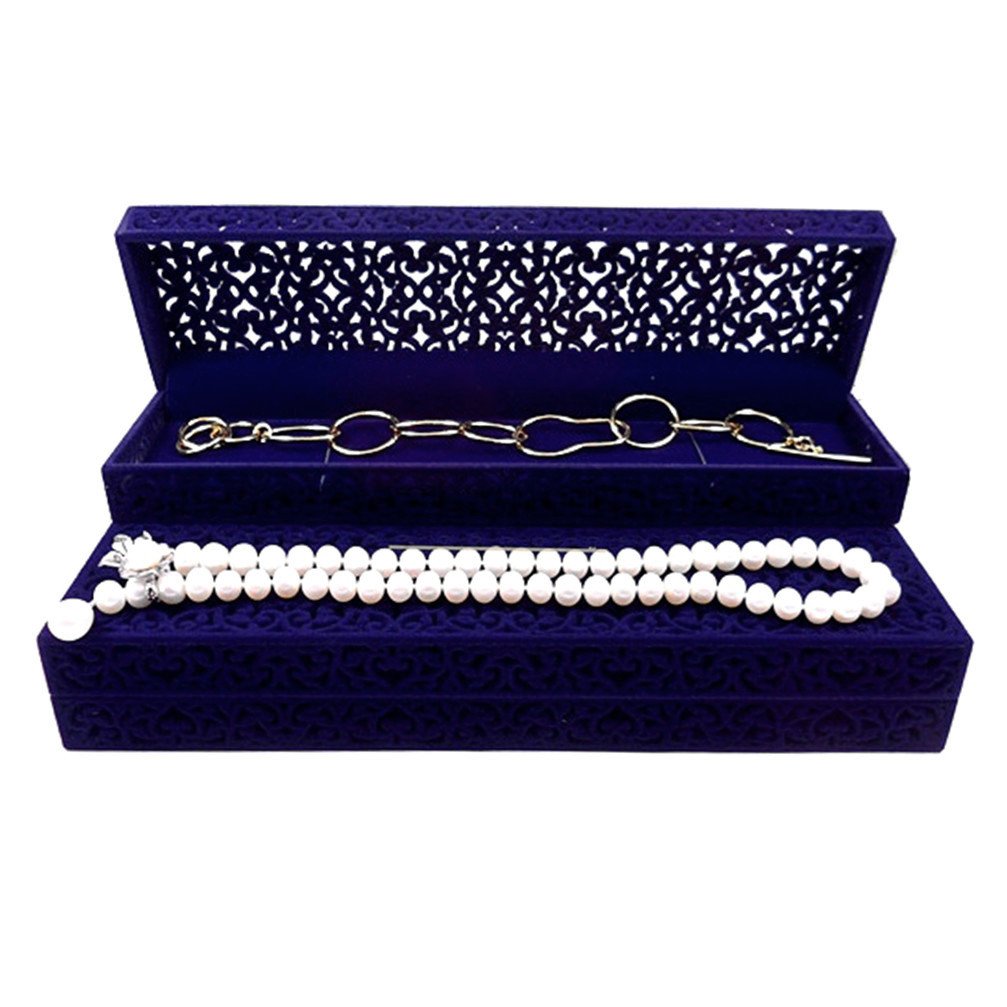 Velvet Jewelry Box for Necklace & Bracelet Storage - Gift Display Case for Long Chains