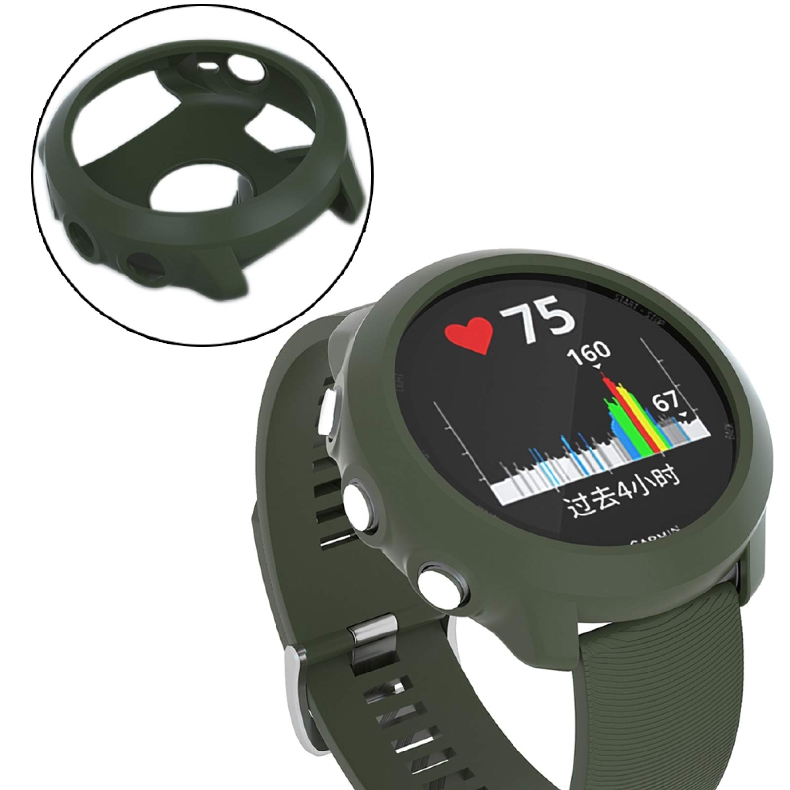 Garmin Forerunner 645 Smart Watch TPU Protective Case - Durable Army Green Cover for Running, Hiking & Outdoor Sports