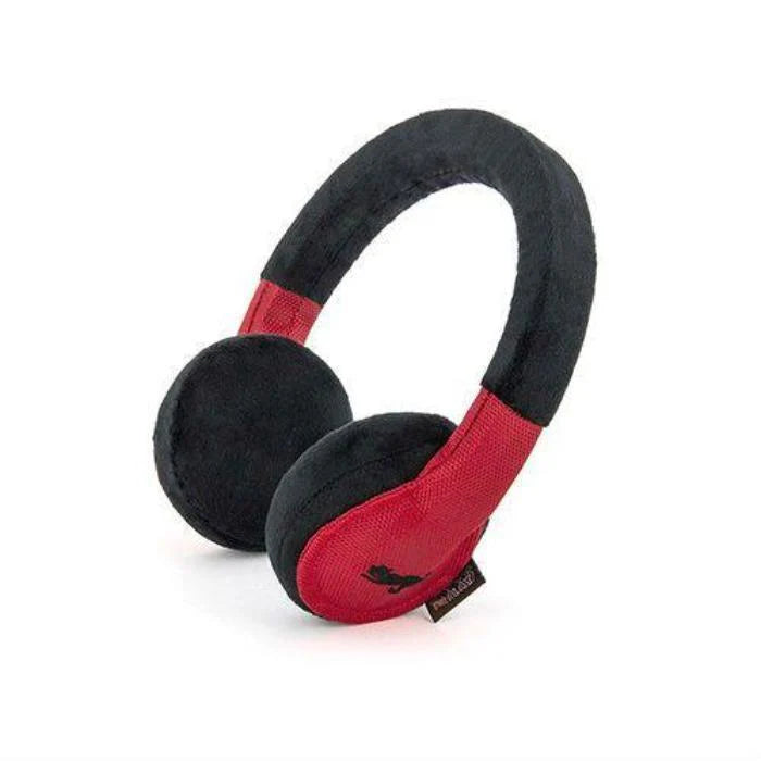 Dog Headphones Toy for Pets - Red/Black Cute & Safe Chewable Headset for Small & Medium Dogs - Perfect for Playtime, Training & Photo Shoots