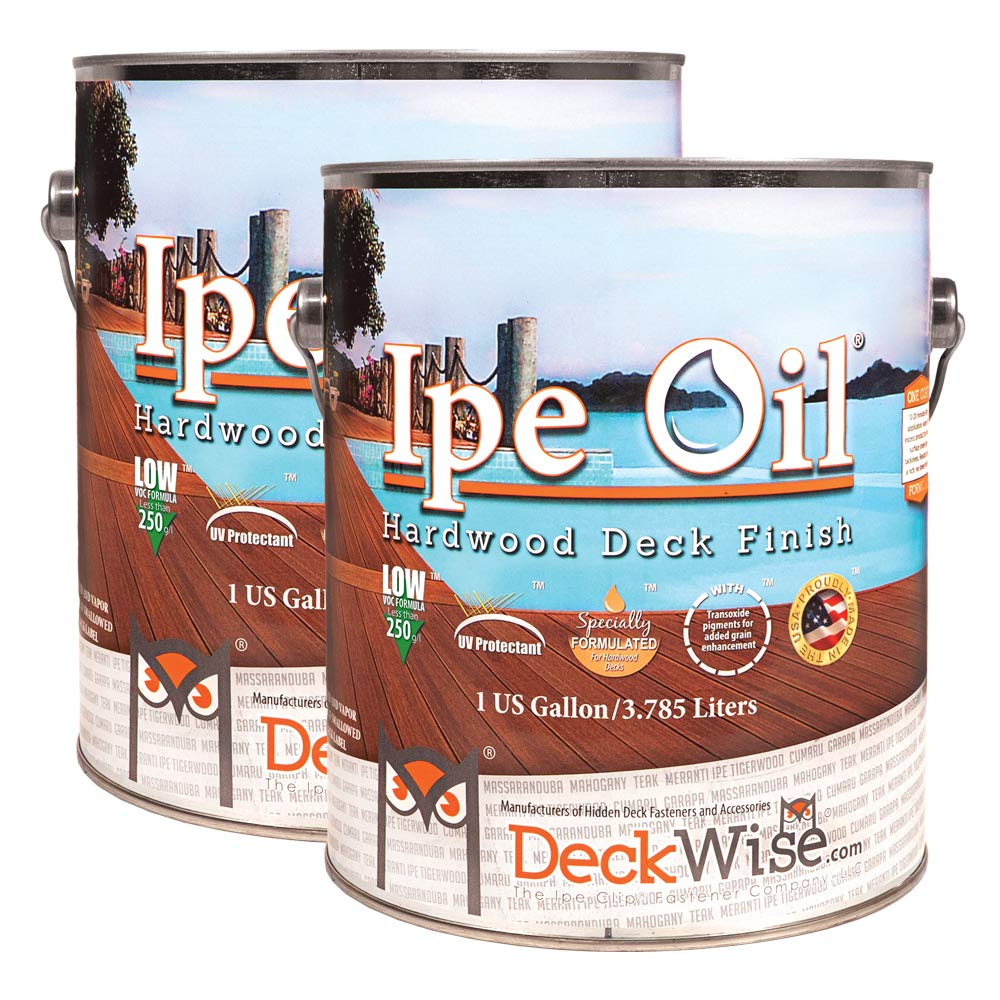 Premium Ipe Oil Hardwood Deck Stain - Semi-Transparent Natural Finish, Low 250 VOC (2-Pack, 1 Gallon Each) - Perfect for Outdoor Decks, Fences & Wood Furniture Protection