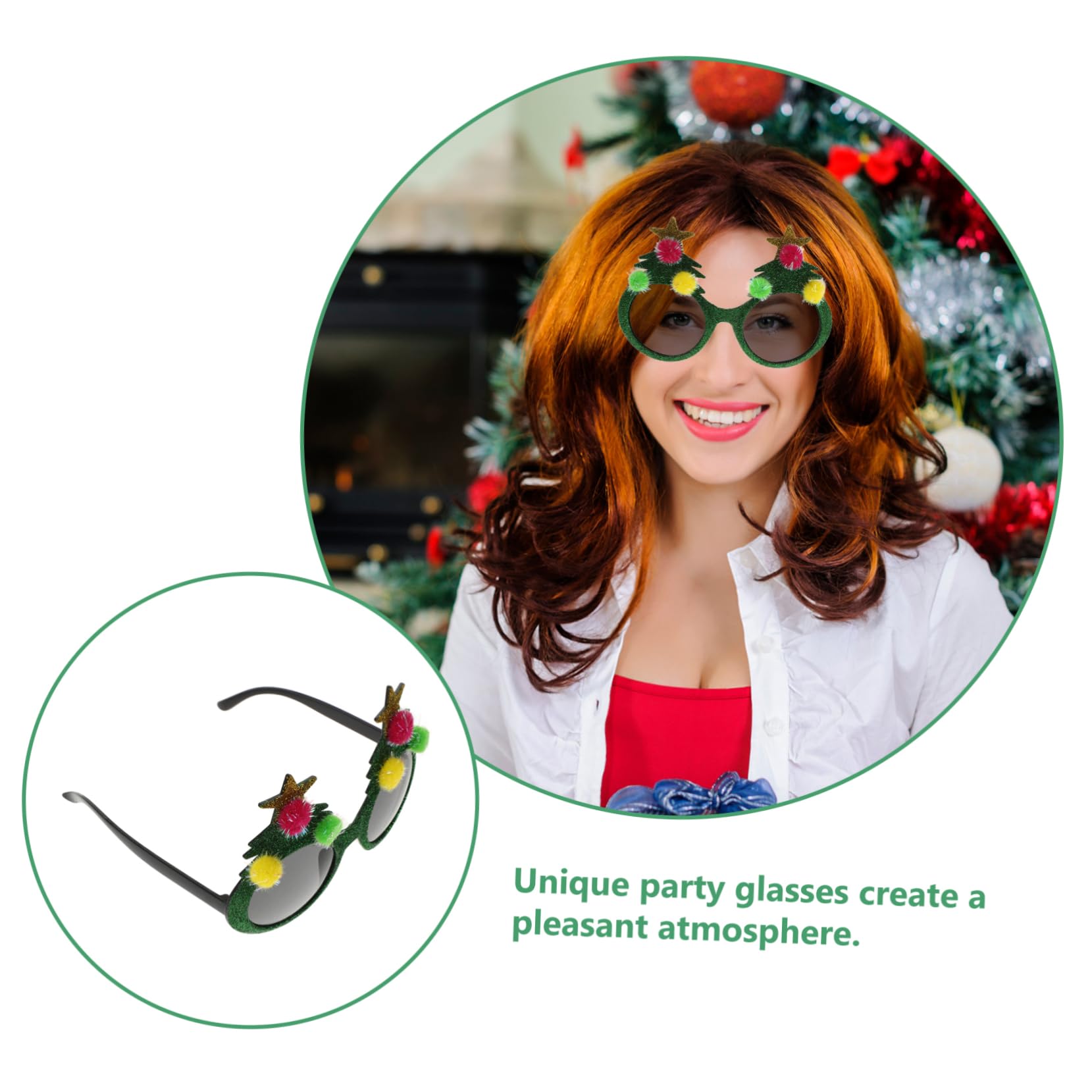 Amosfun Christmas Glasses - Novelty Holiday Eyewear for Parties, Festive Accessories & Tree Decorations | Comfortable & Decorative Fancy Glasses for Christmas Celebrations, Office Parties & Family Gatherings