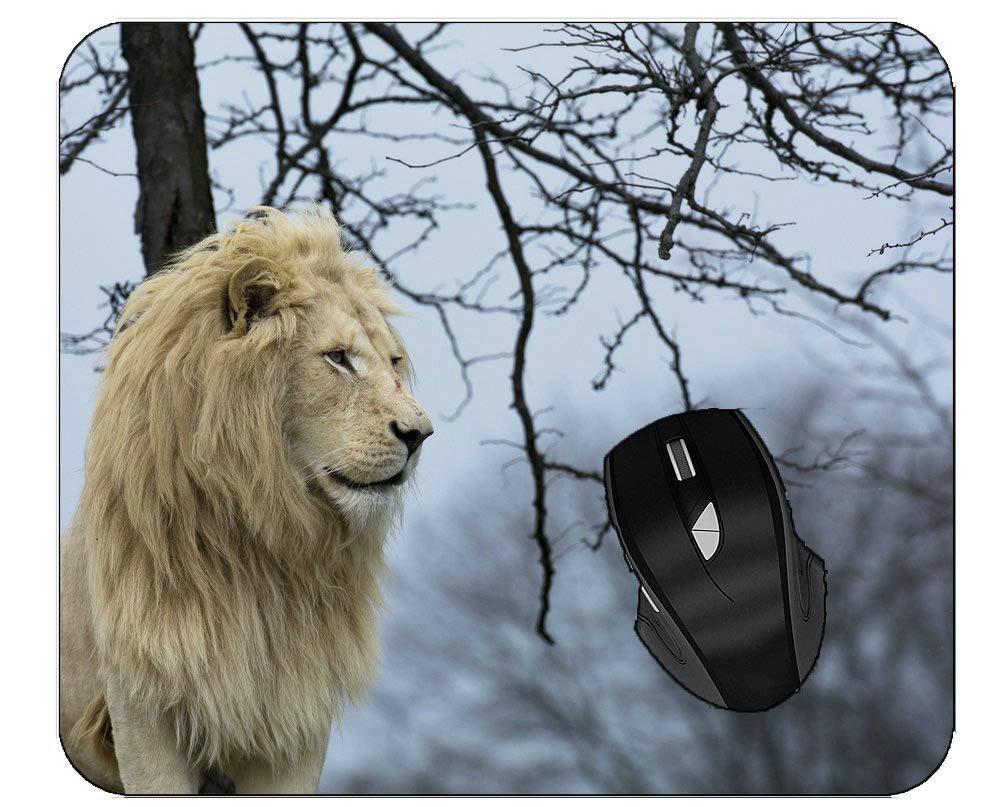 Premium Lion White Tree Wildlife Mouse Pad - Non-Slip Ergonomic Desk Mat for Home Office, Gaming & Computer Work (12x10 Inches) - Perfect for Workstations, Desks & Laptop Setups