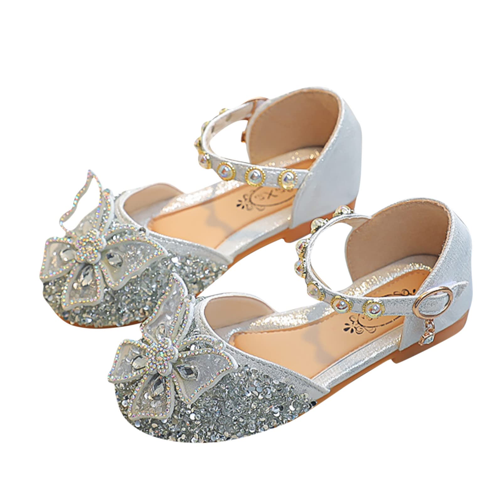 **Baby Girls Pearl Crystal Shoes - Bling Bowknot Princess Sandals for Infants & Toddlers - Perfect for Parties, Dance Performances & Special Occasions**
