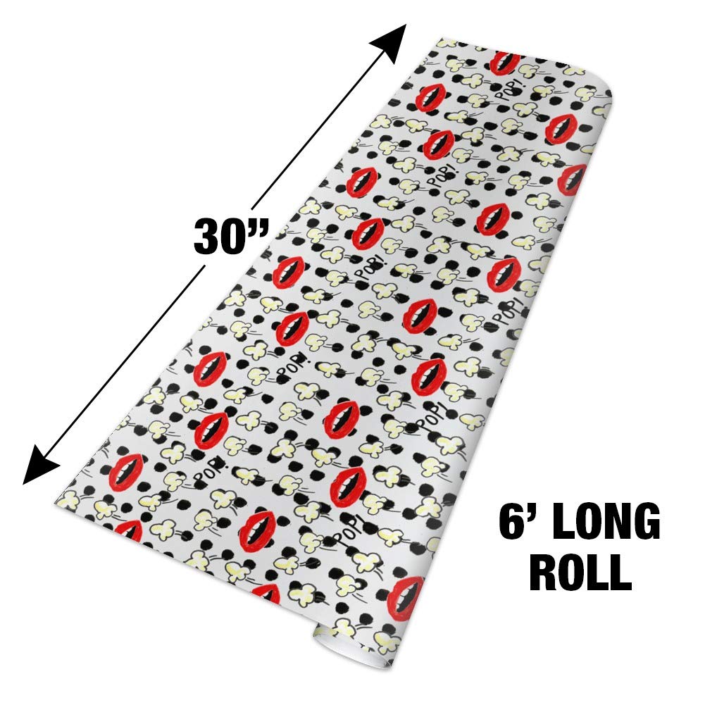 GRAPHICS & MORE Popcorn Lips Pattern Gift Wrap Paper Rolls - Perfect for Birthday, Christmas, Party Decorations & Craft Projects