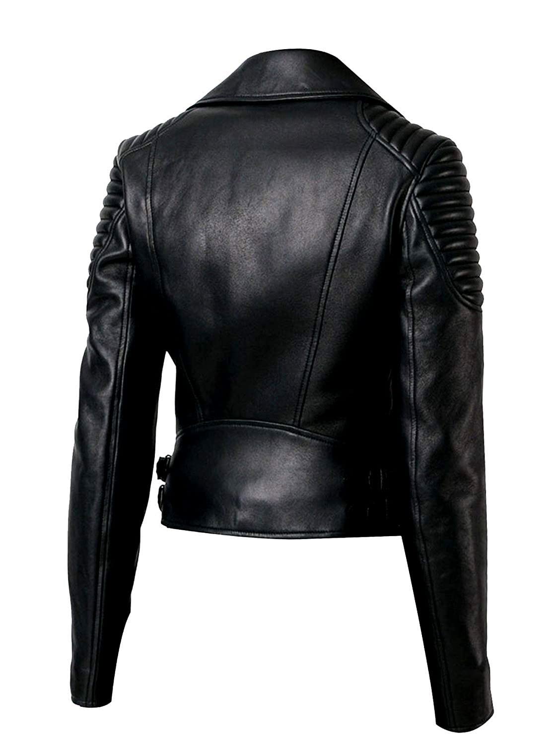 Premium Women's Black & Red Biker Motorcycle Leather Jacket - Plus Size Fashion for Riding & Casual Wear