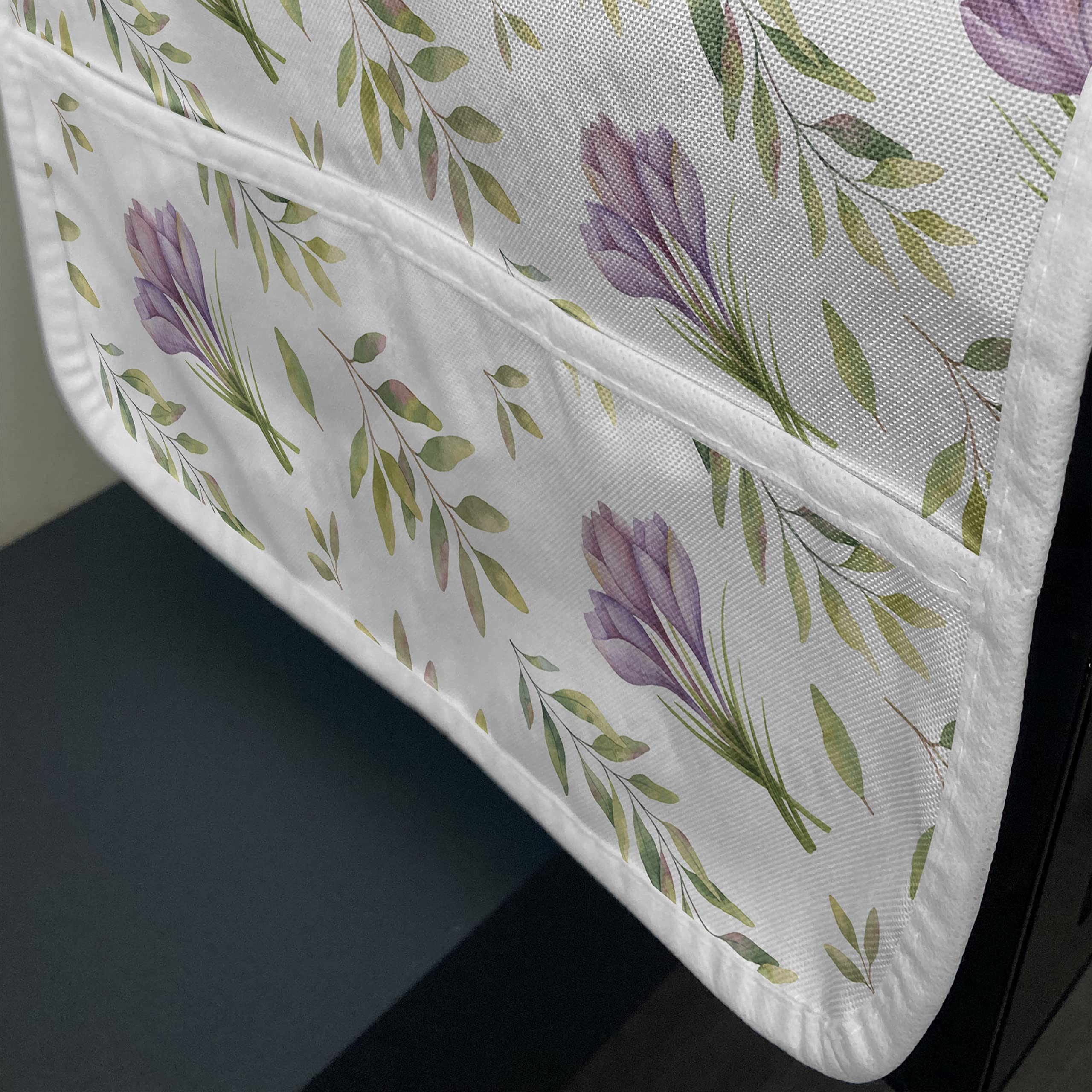 Ambesonne Microwave Cover - Watercolor Floral Pattern in Green & Purple, Waterproof Kitchen Organizer with Pockets, 36