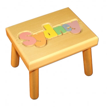 Pastel Wood Puzzle Stool - Kids Furniture, Toddler Step Stool, Nursery Decor | Perfect for Playrooms, Bedrooms & Montessori Learning