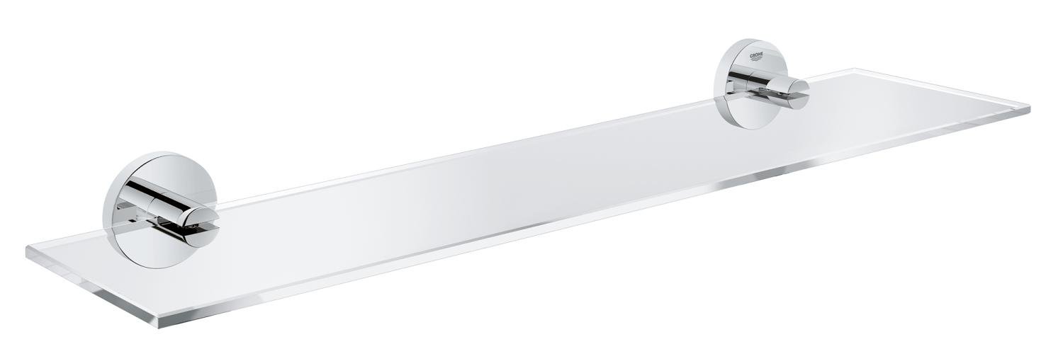 GROWE Essentials 40799DC1 Stainless Steel Glass Shelf - Durable Bathroom Organizer for Shower, Kitchen & Vanity Storage