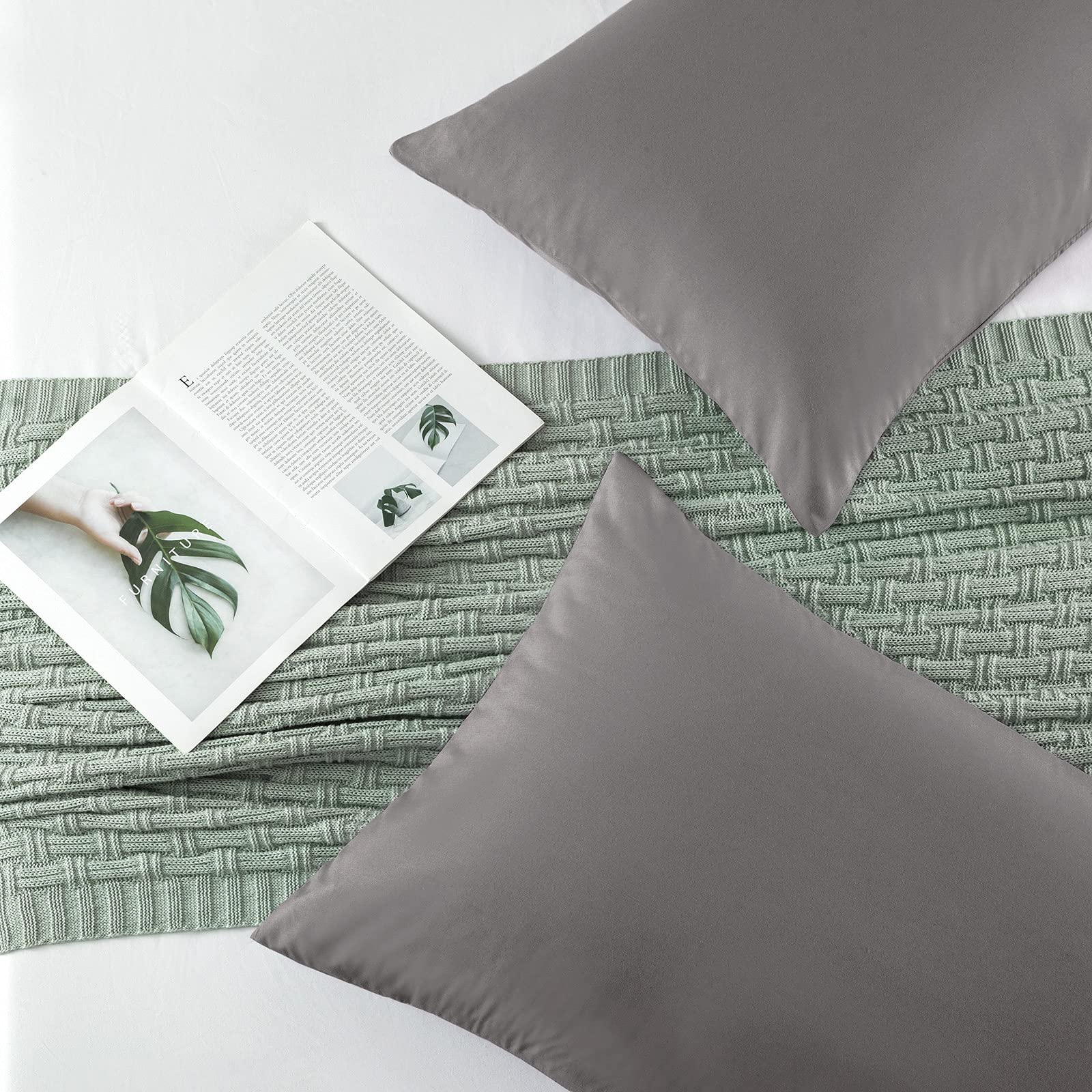 Premium 2 Pack 1800 Thread Count Microfiber Body Pillowcases - 20x54 Inch Dark Grey Pillow Covers with Envelope Closure | Ultra Soft & Breathable | Perfect for Pregnancy Support, Back Pain Relief & Side Sleepers