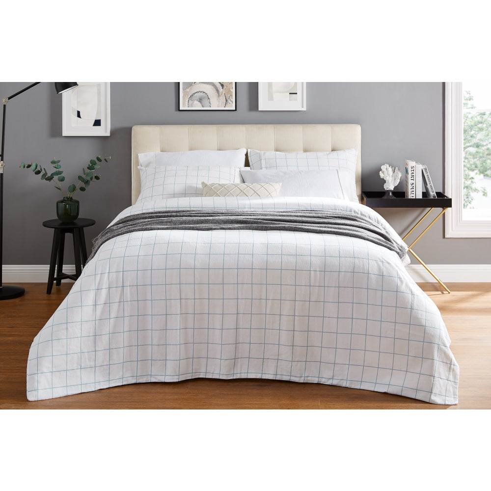 Premium 100% Cotton Flannelette Quilt Cover Set - Soft & Breathable King Size Bedding in Navy Blue - Cozy Winter Bedroom Upgrade for Cold Nights
