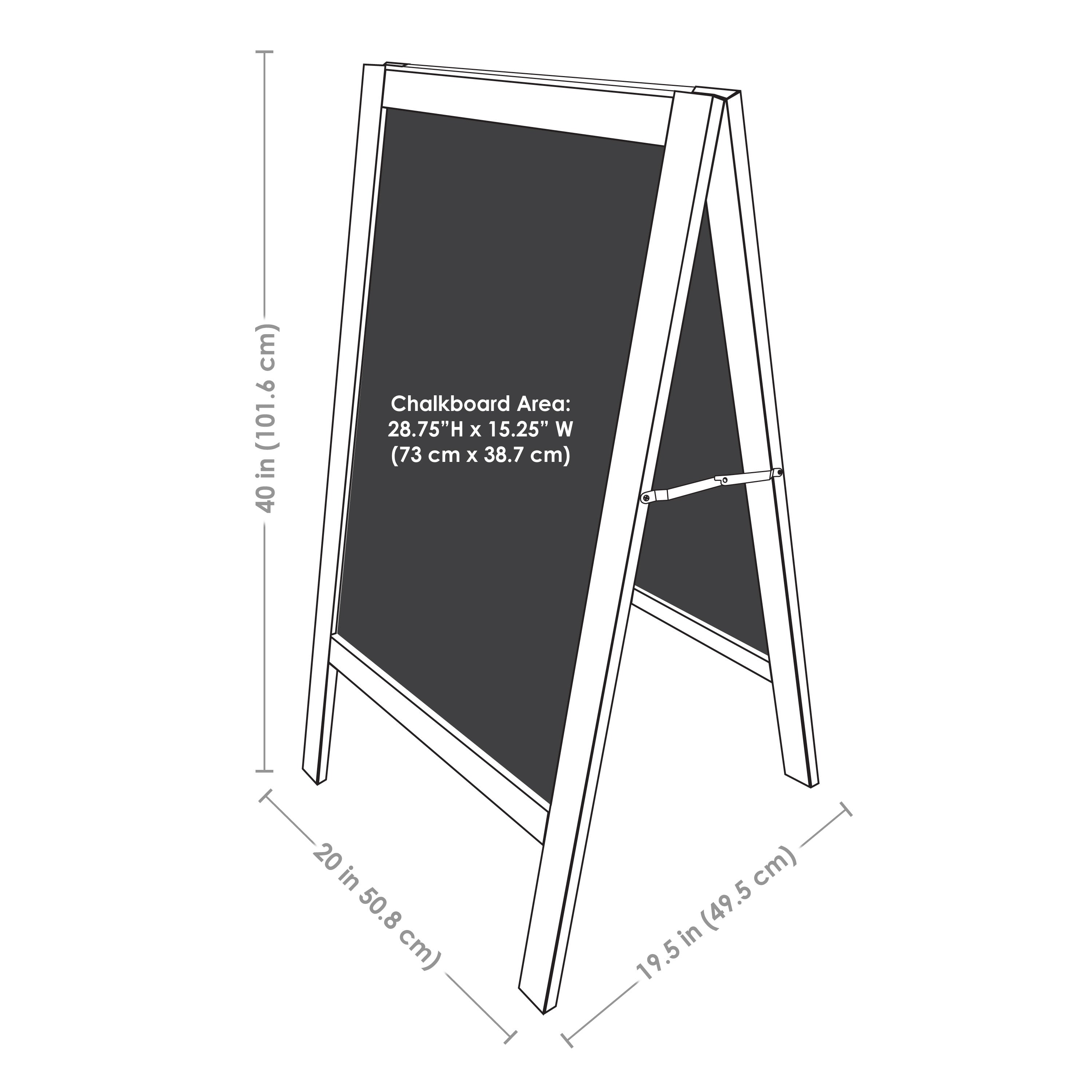 40 x 20 Inch A-Frame Chalkboard Sign by Sunnydaze - Double-Sided Outdoor Menu Board for Restaurants, Cafes & Events