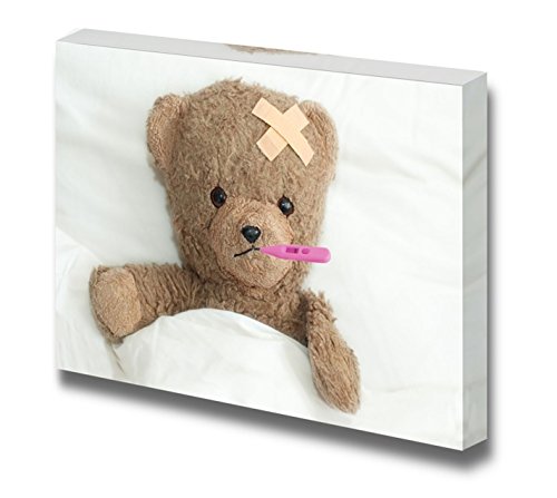 Teddy in Hospital Canvas Wall Art - 16x24 Inch Framed Canvas Print - Perfect for Kids' Room, Nursery, or Hospital Decor