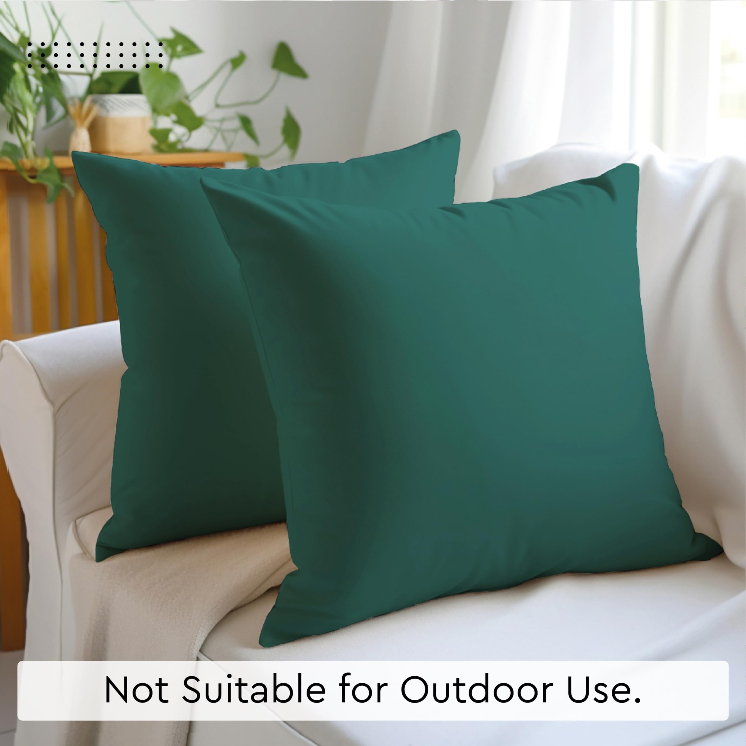Premium Encasa XO Throw Pillow Covers 24x24 Inches (Set of 2) - Emerald Green Cotton Decorative Cushion Covers with Hidden Zipper Closure for Sofa, Bed, Living Room - Soft & Stylish Home Decor Accent Pieces for Cozy Reading Nooks & Lounge Areas
