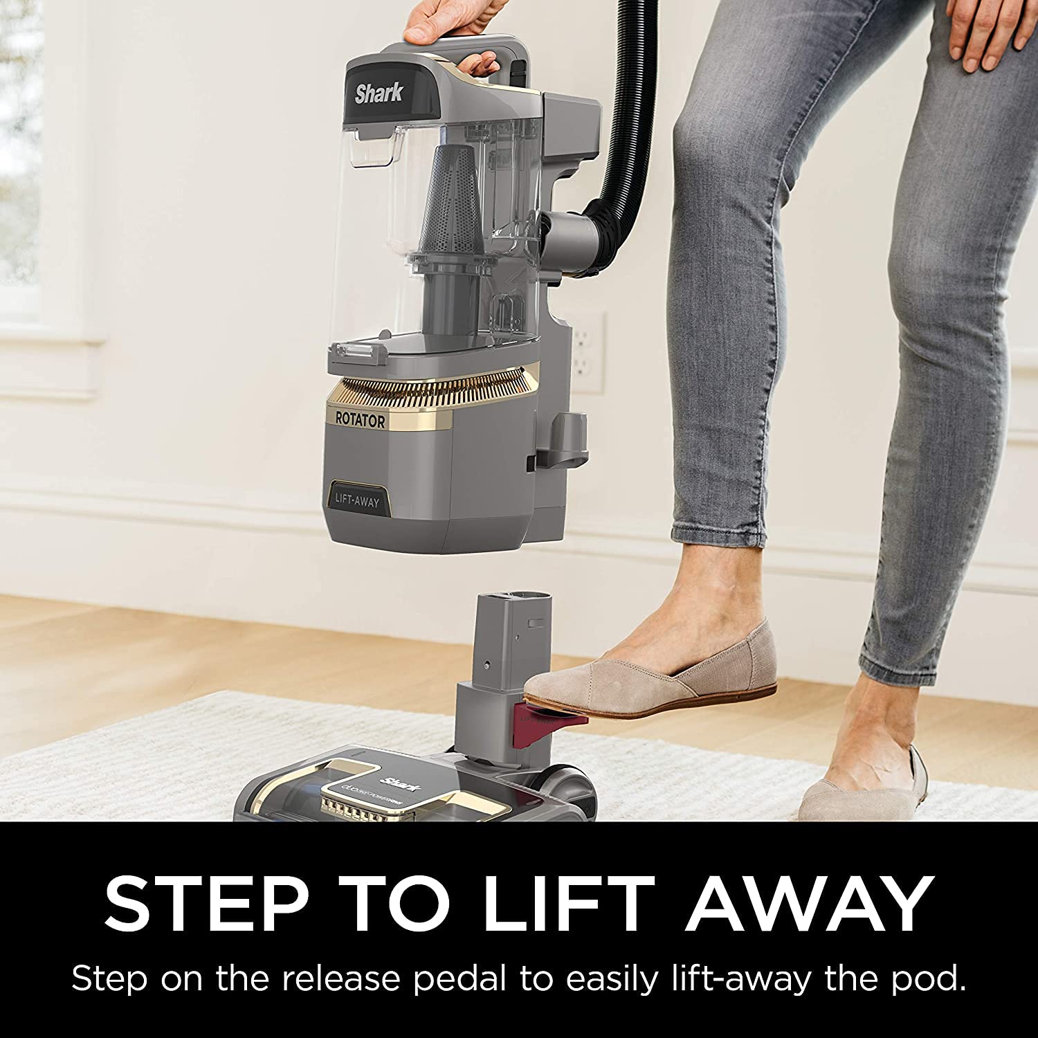 Shark LA502 Rotator Lift-Away Upright Vacuum Cleaner with Self-Cleaning Brushroll | Powerful Pet Hair Pickup | HEPA Filtration | DuoClean Technology | Silver | Ideal for Homes with Pets, Carpets & Hard Floors