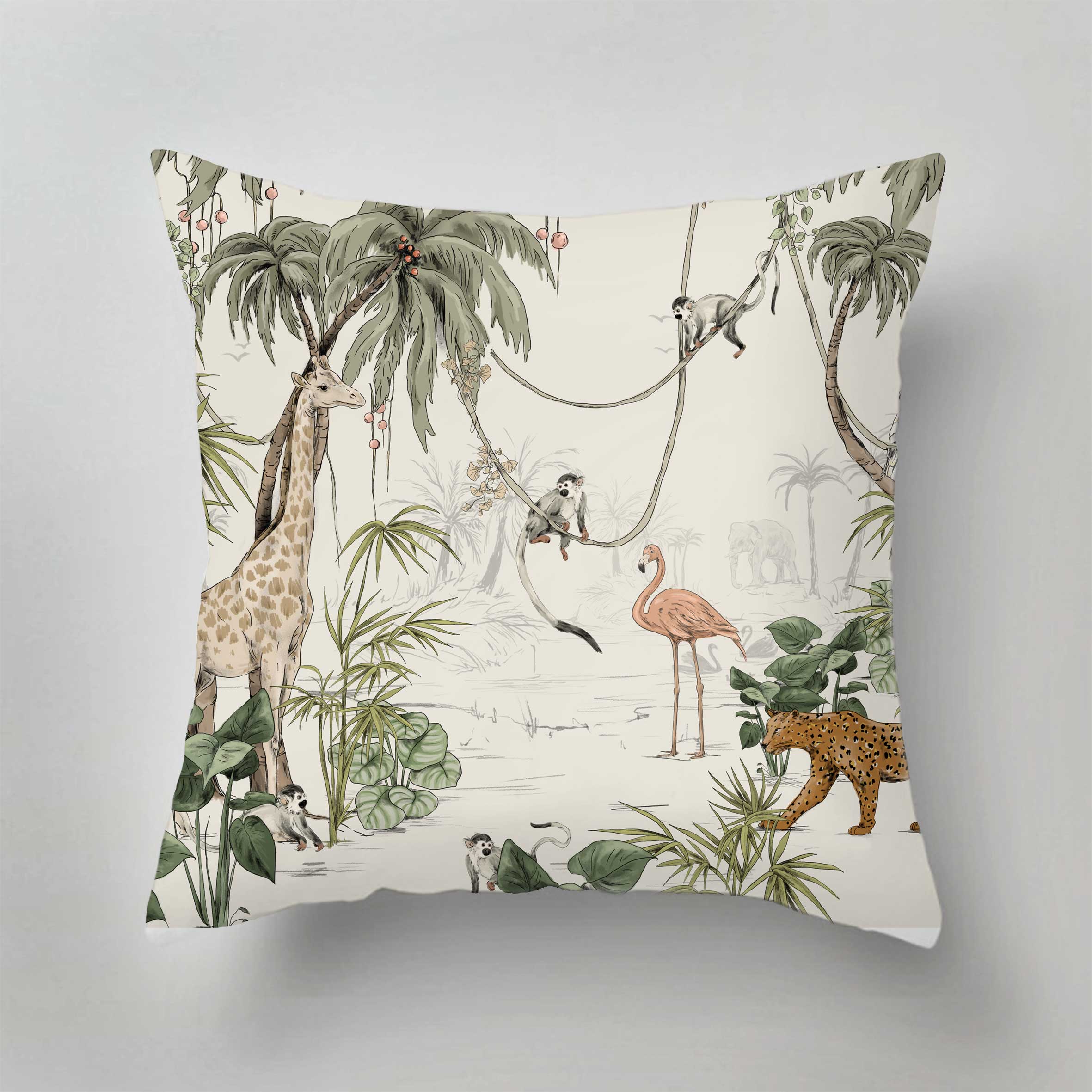 Outdoor Pillow Jungle Jazz - Waterproof Patio Cushion for Garden, Poolside & Camping - Comfortable Decorative Throw Pillow for Outdoor Furniture