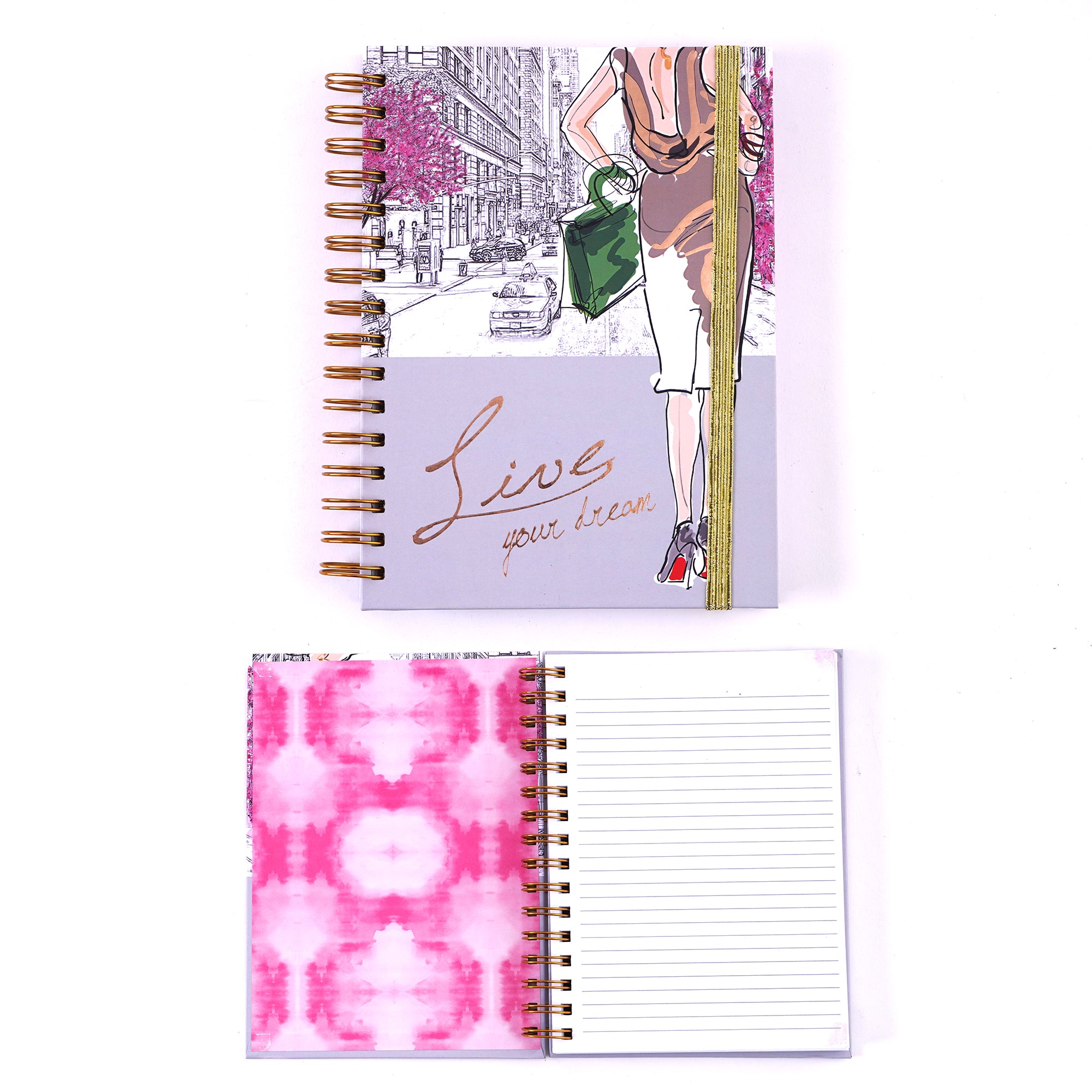 160-Sheet Jumbo Spiral Fashionista Hot Stamp Notebook Journal, 8.5