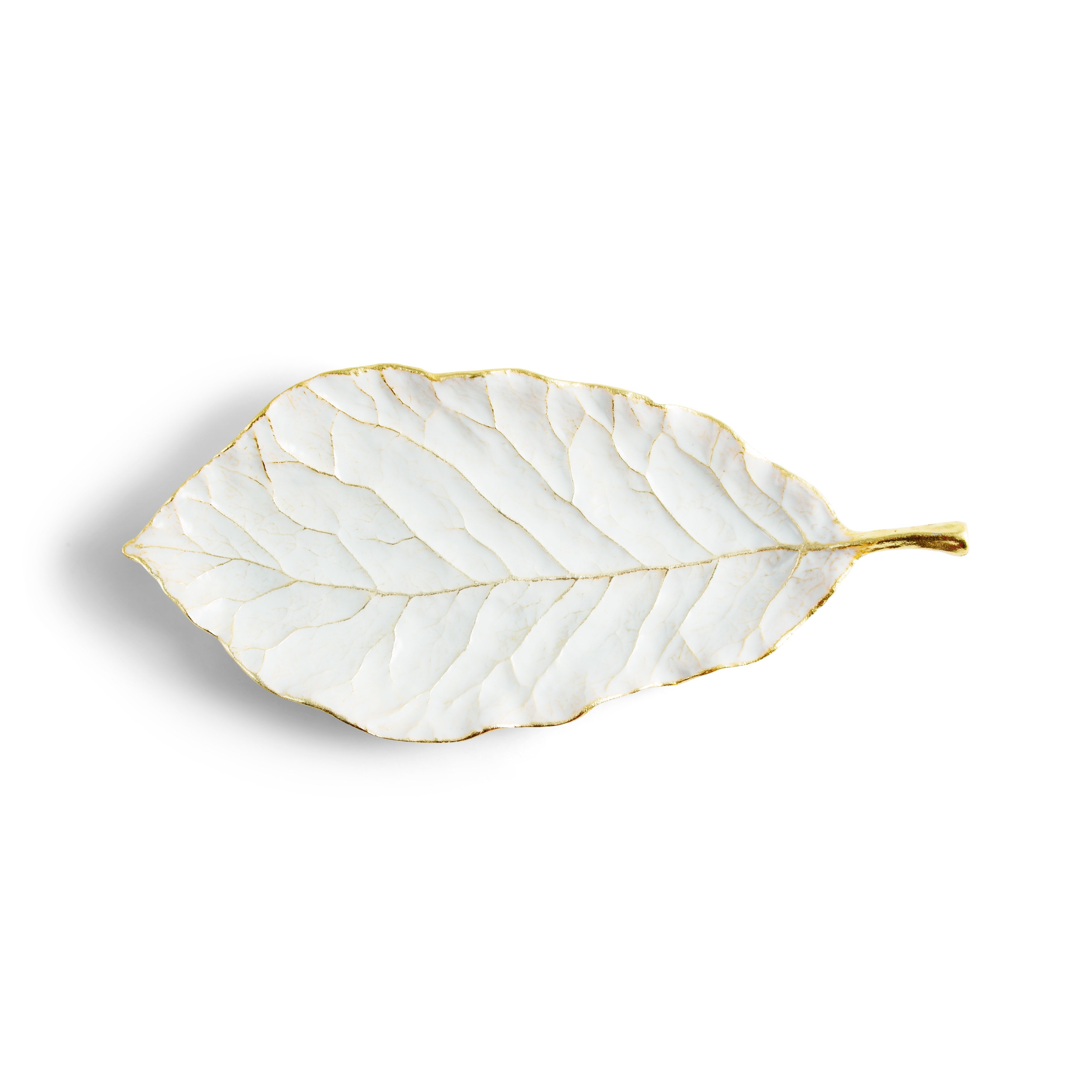 Magnolia Winter Leaves Decorative Dish - Elegant Floral Serving Tray for Holiday Tablescapes, Dessert Presentation & Home Decor