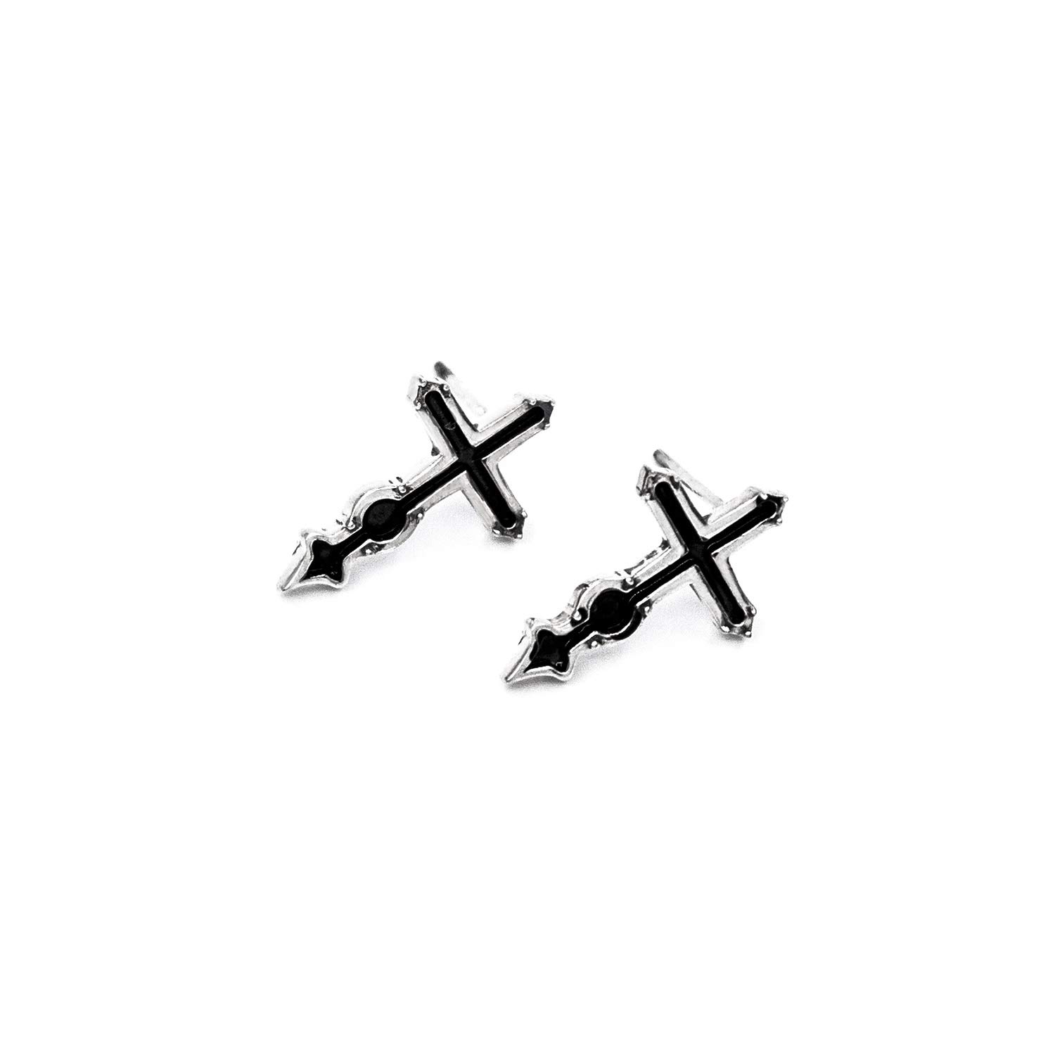 WOLGEN Cross Silver-Burnished Sterling Silver Stud Earrings for Women - Hypoallergenic & Tarnish-Resistant - Perfect for Everyday Wear, Gifts & Special Occasions