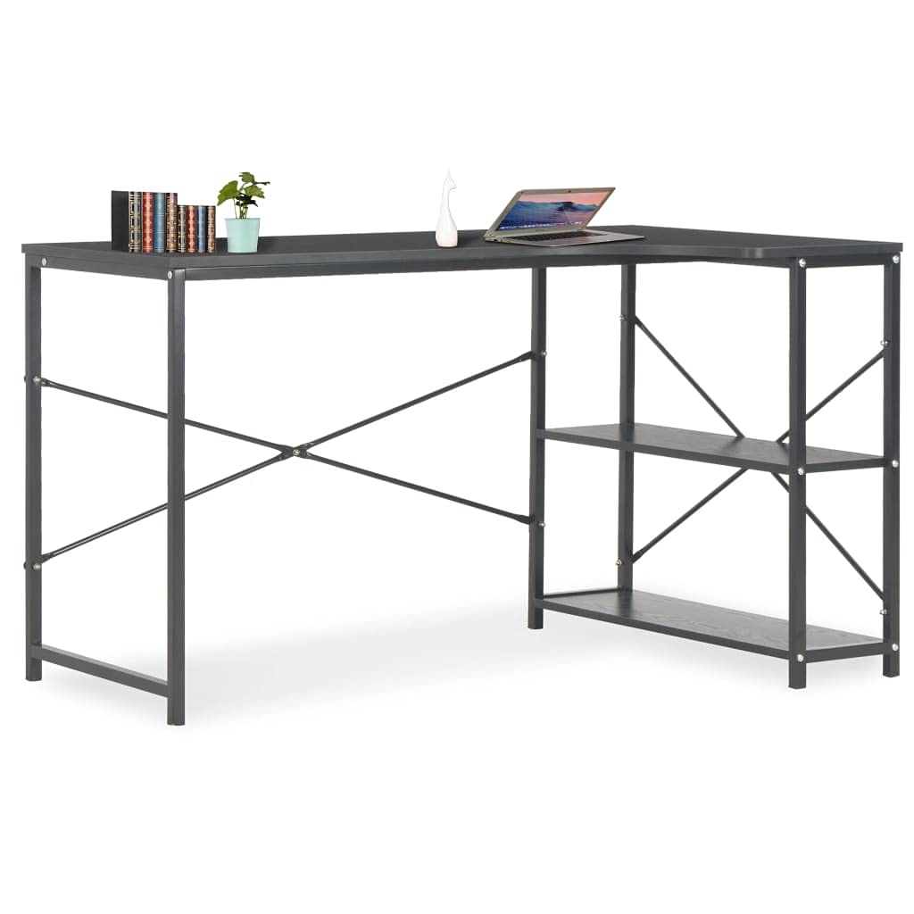 Tikarti 47.2 Inch Computer Desk - Black Modern Writing Desk with Sturdy Metal Frame, Home Office Desk for Small Spaces (47.2