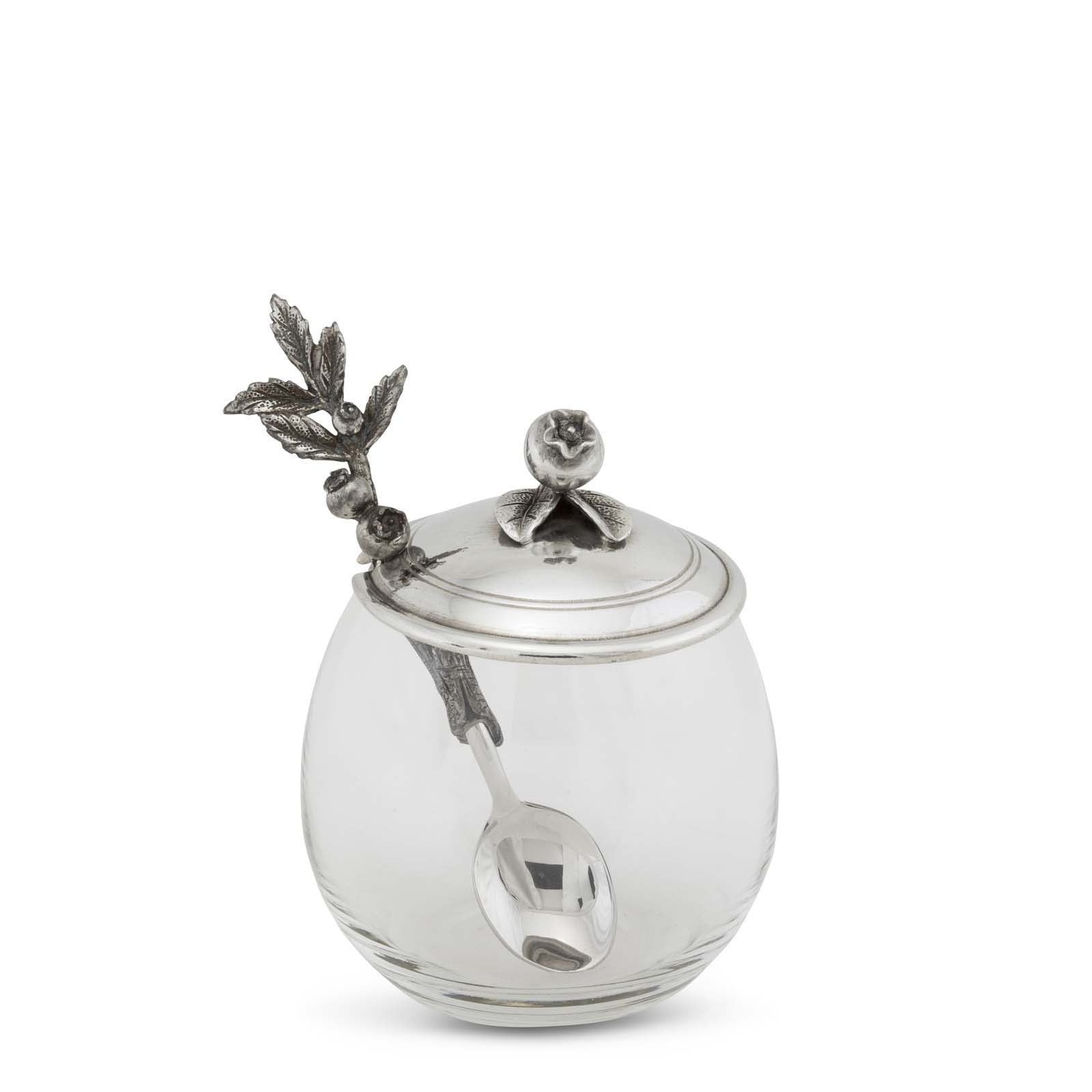 Organic Blueberry Jam in Glass Jar with Wooden Spoon - Perfect for Breakfast, Toast & Gift Giving