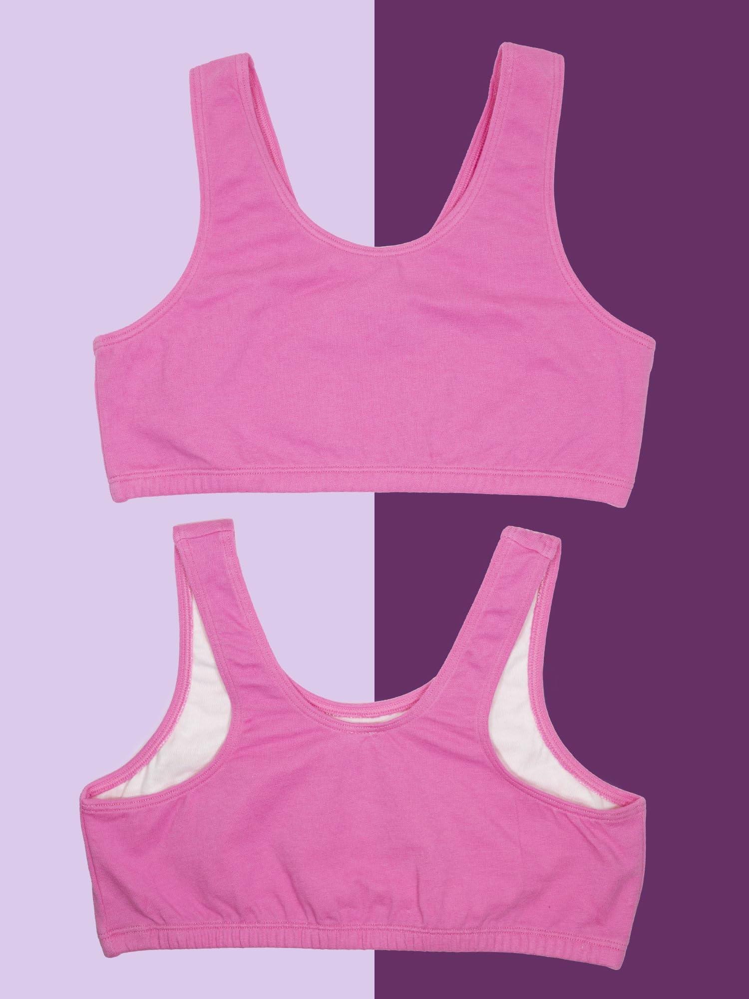 Fruit of The Loom Girls' Cotton Built-up Stretch Sports Bra - Comfortable Support for Active Girls, Perfect for Running, Yoga & Gym Workouts