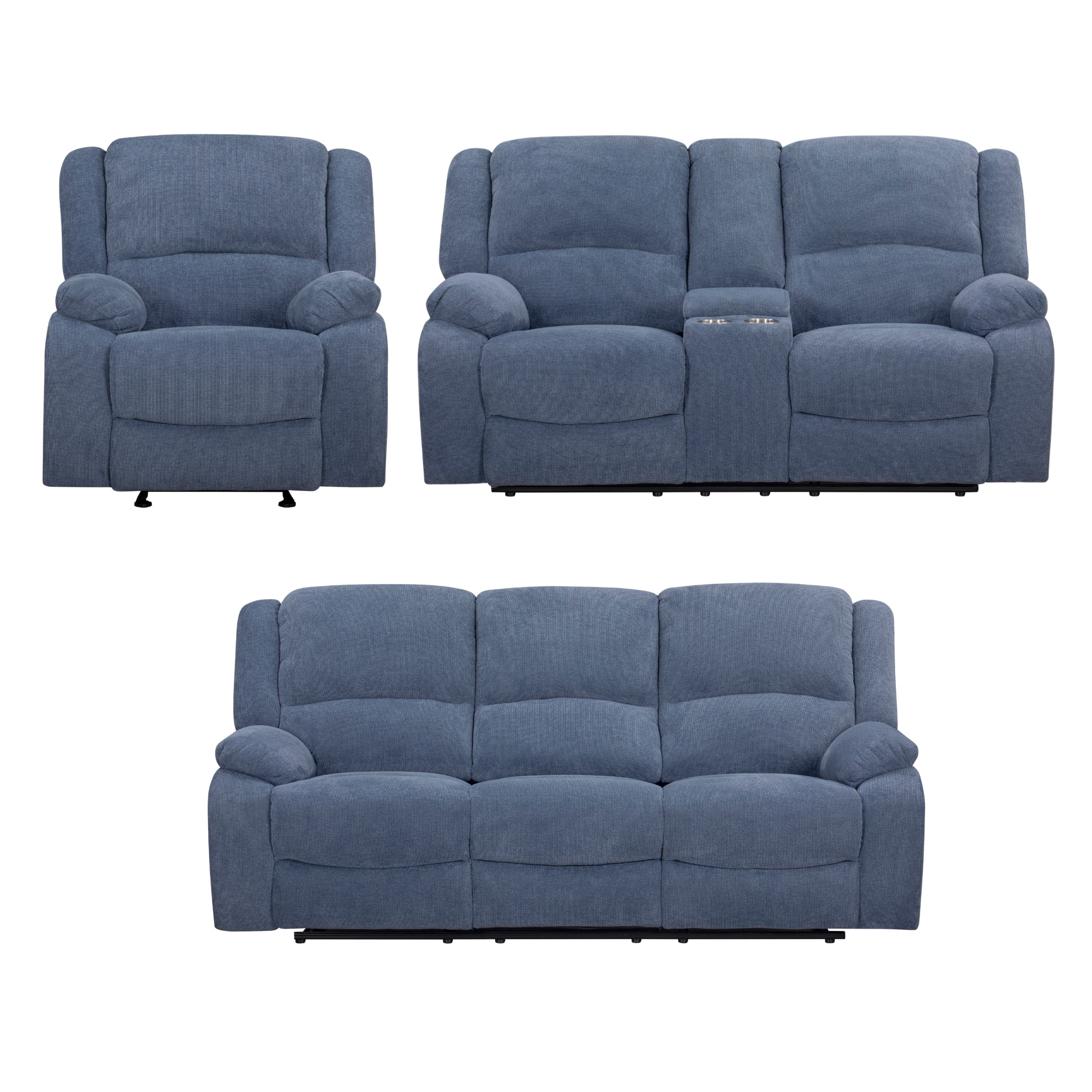 Roundhill Furniture Blitz Transitional Living Room Reclining Sofa Set - Modern Comfort for Relaxing & Entertaining - Perfect for Family Movie Nights & Cozy Evenings