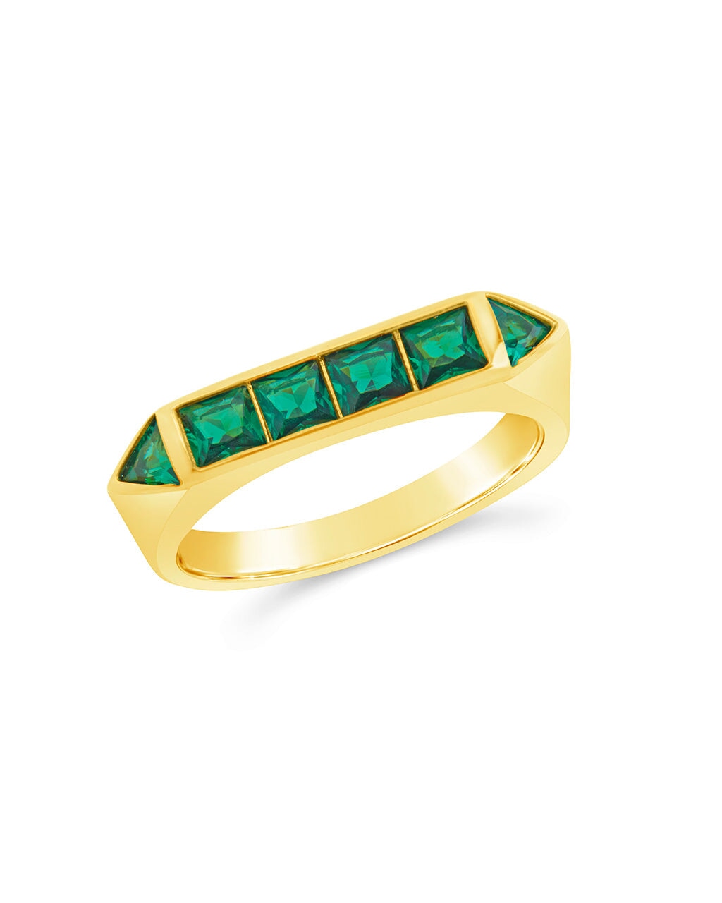 Rayna Emerald Green Cubic Zirconia Flat Ring for Women - Elegant Jewelry for Wedding, Party & Everyday Wear
