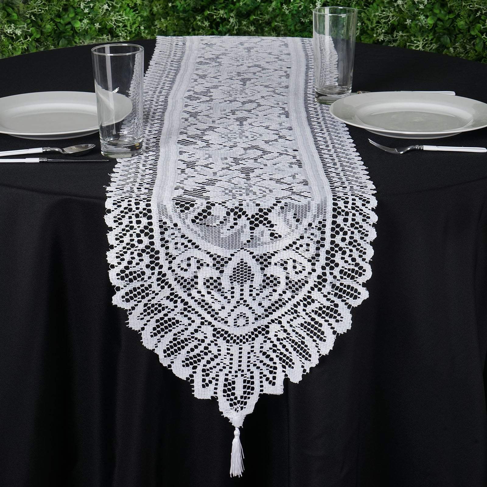 14x108 Inch White Lace Table Runner for Wedding Decorations, Party, Banquet & Home Decor - Elegant Table Cover for Special Events