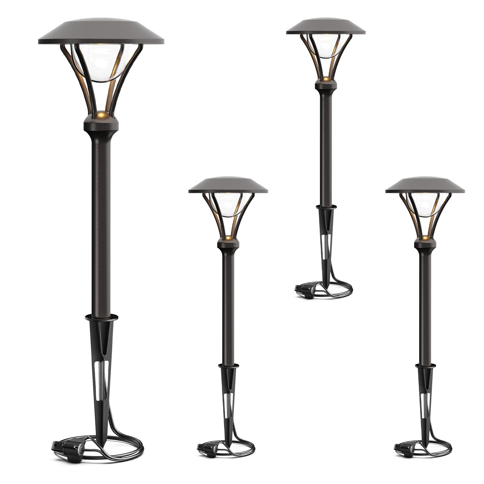 GOODSMANN 1W LED Low Voltage Path Lights - 60 Lumens Waterproof Outdoor Landscape Lighting with Metal Stake (4 Pack) - Perfect for Garden, Yard, Patio, Walkway & Driveway Lighting