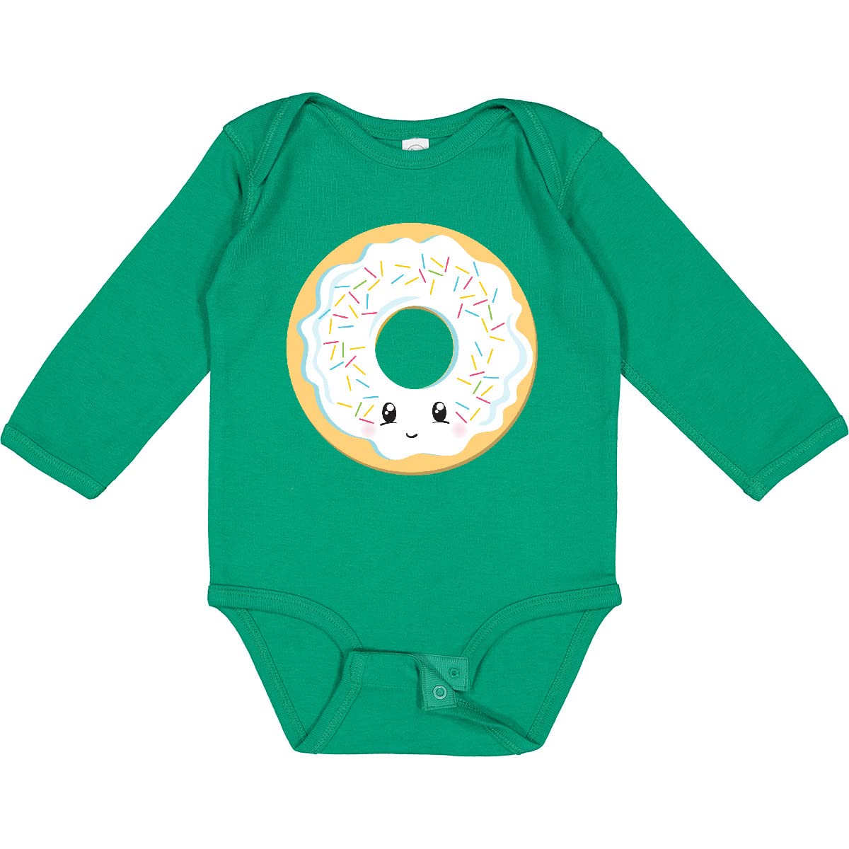 Inktastic White Donut Print Long Sleeve Baby Bodysuit - Soft Cotton Infant Onesie for Newborns & Toddlers - Cute Donut-Themed Outfit for Photos, Parties & Everyday Wear